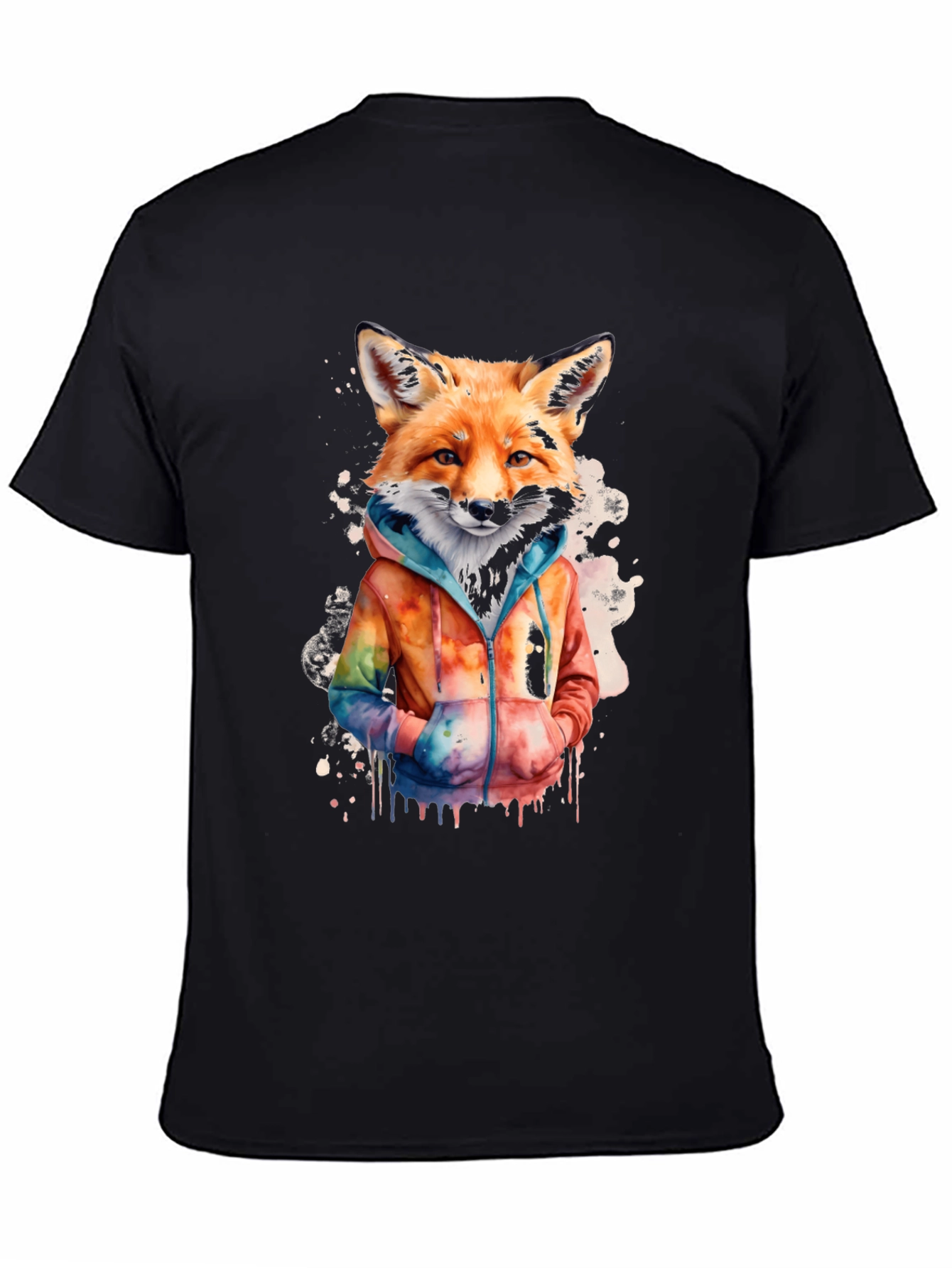 Black Fox Watercolor Graphic Tee - Urban Style view 4