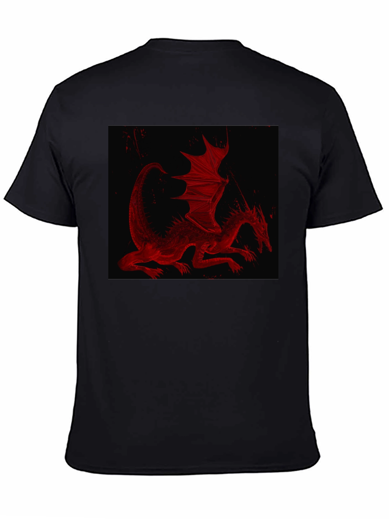 Black Red Dragon Graphic T-Shirt - Black view 4