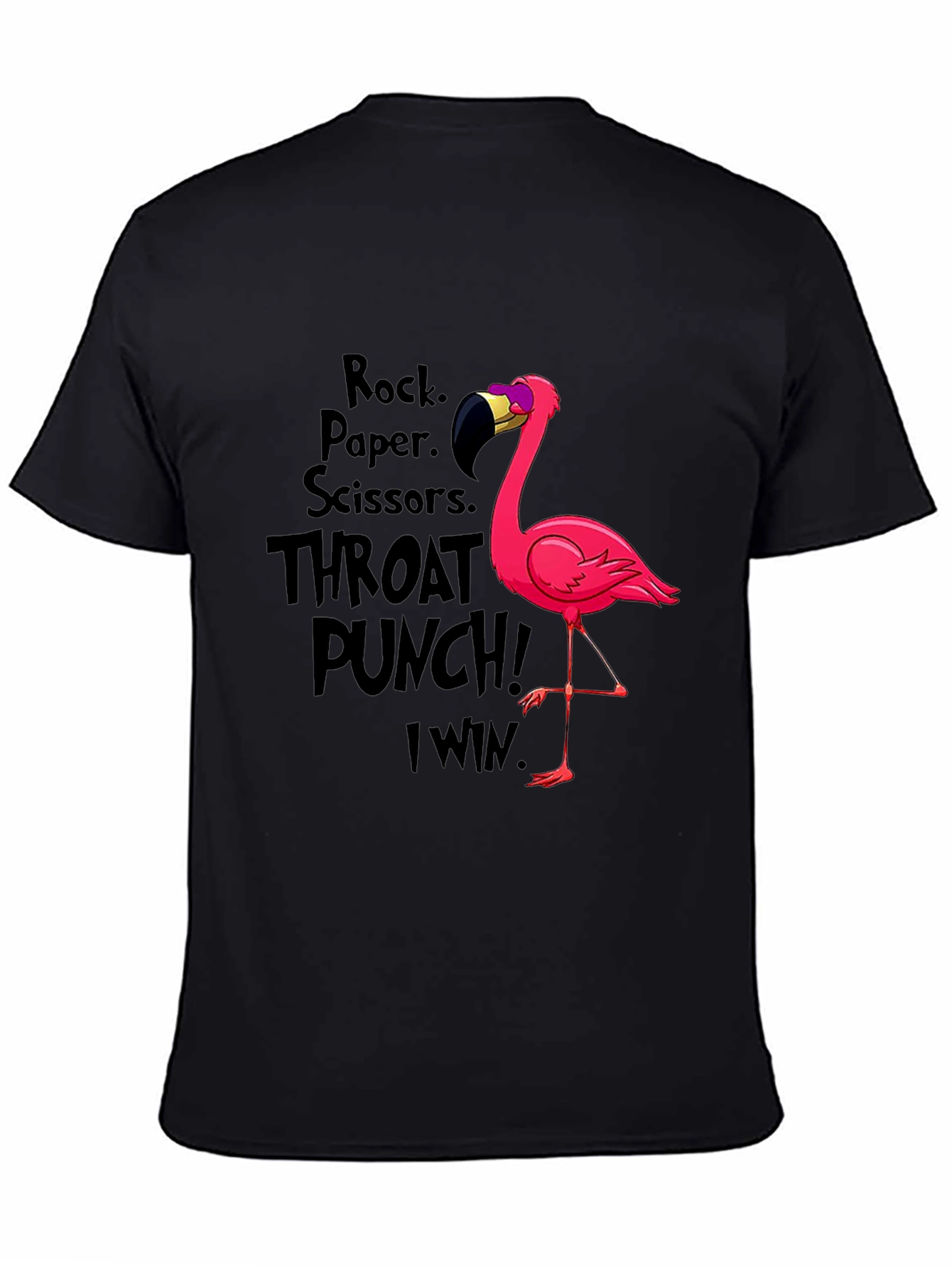 Black Rock Paper Scissors Flamingo T-Shirt view 4
