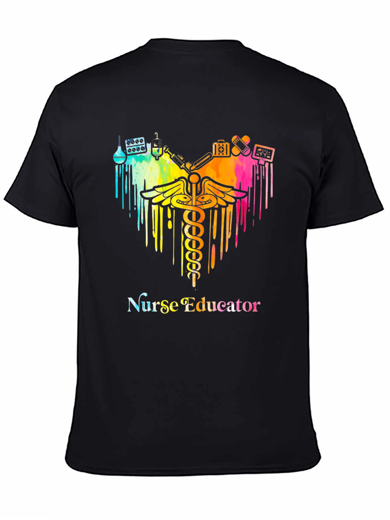 Black Nurse Educator Colorful Graphic T-Shirt view 4
