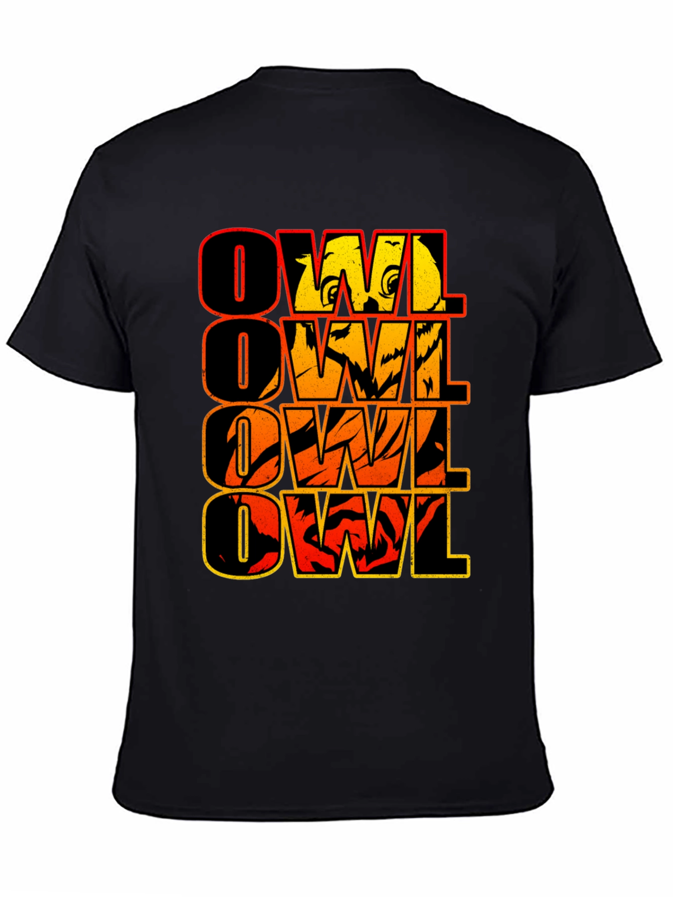 Black Owl Graphic Print Men's Black T-Shirt view 4