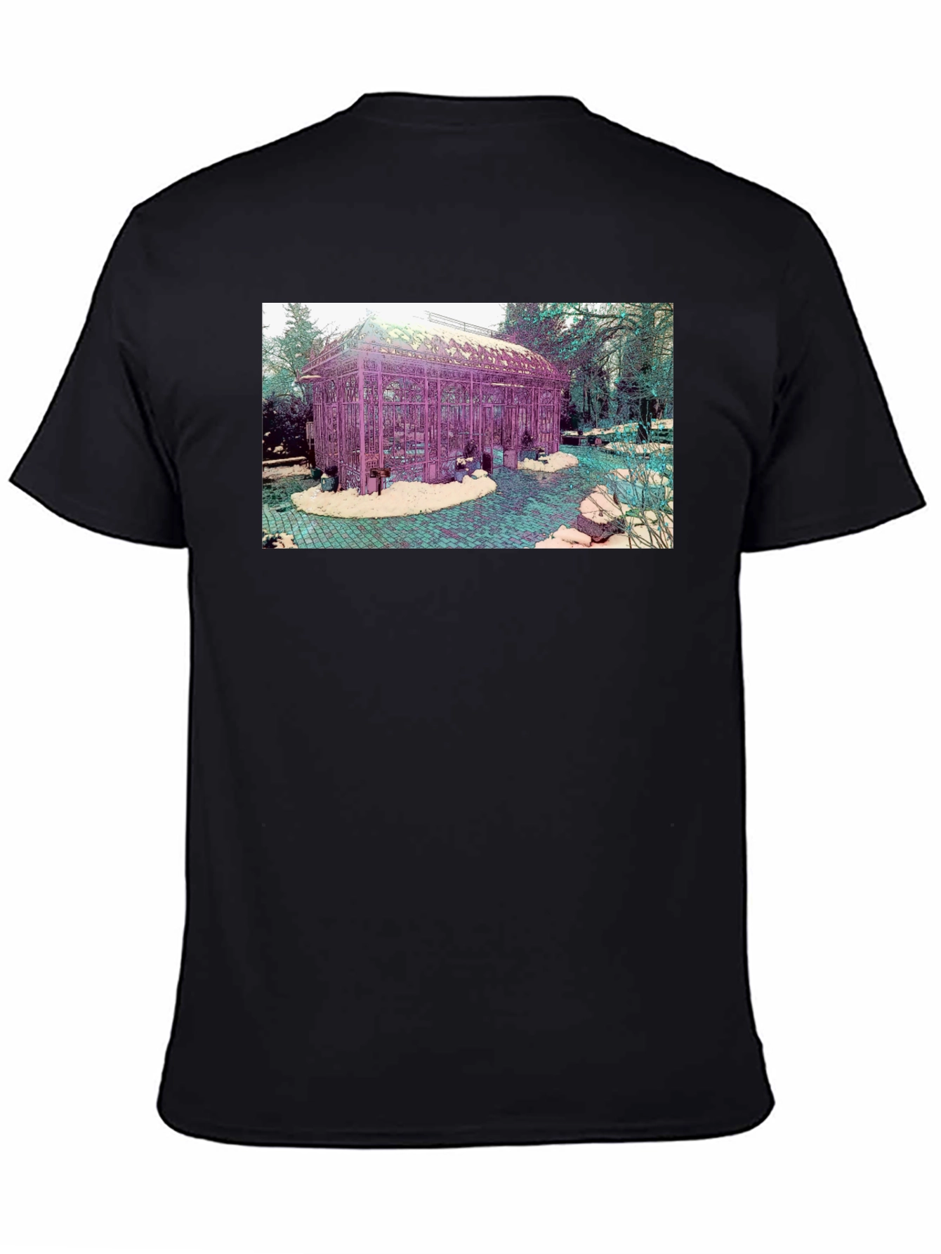 Black Artistic Greenhouse Graphic Tee - Unique Design view 4