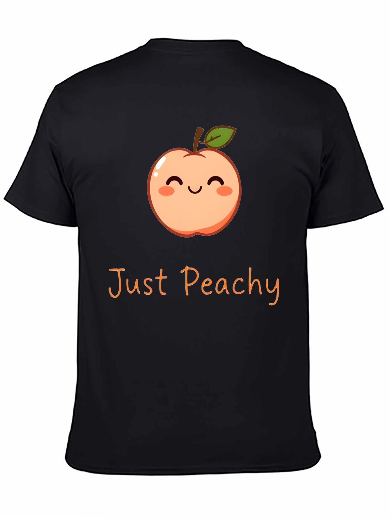 Black Just Peachy Graphic Tee - Cute Fruit T-Shirt view 4
