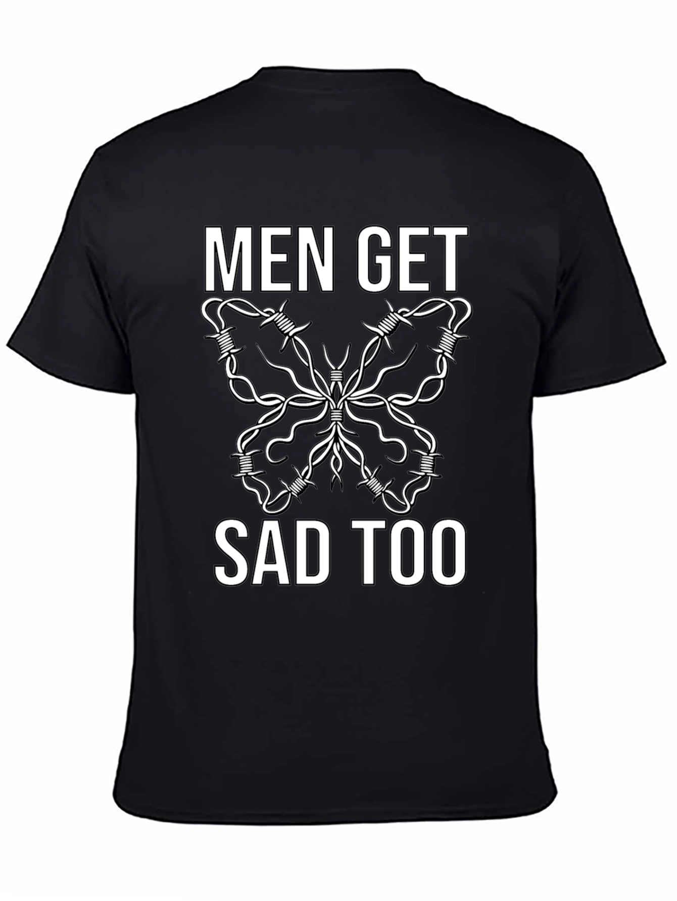 Black Men Get Sad Too Butterfly Barbed Wire Tee view 4