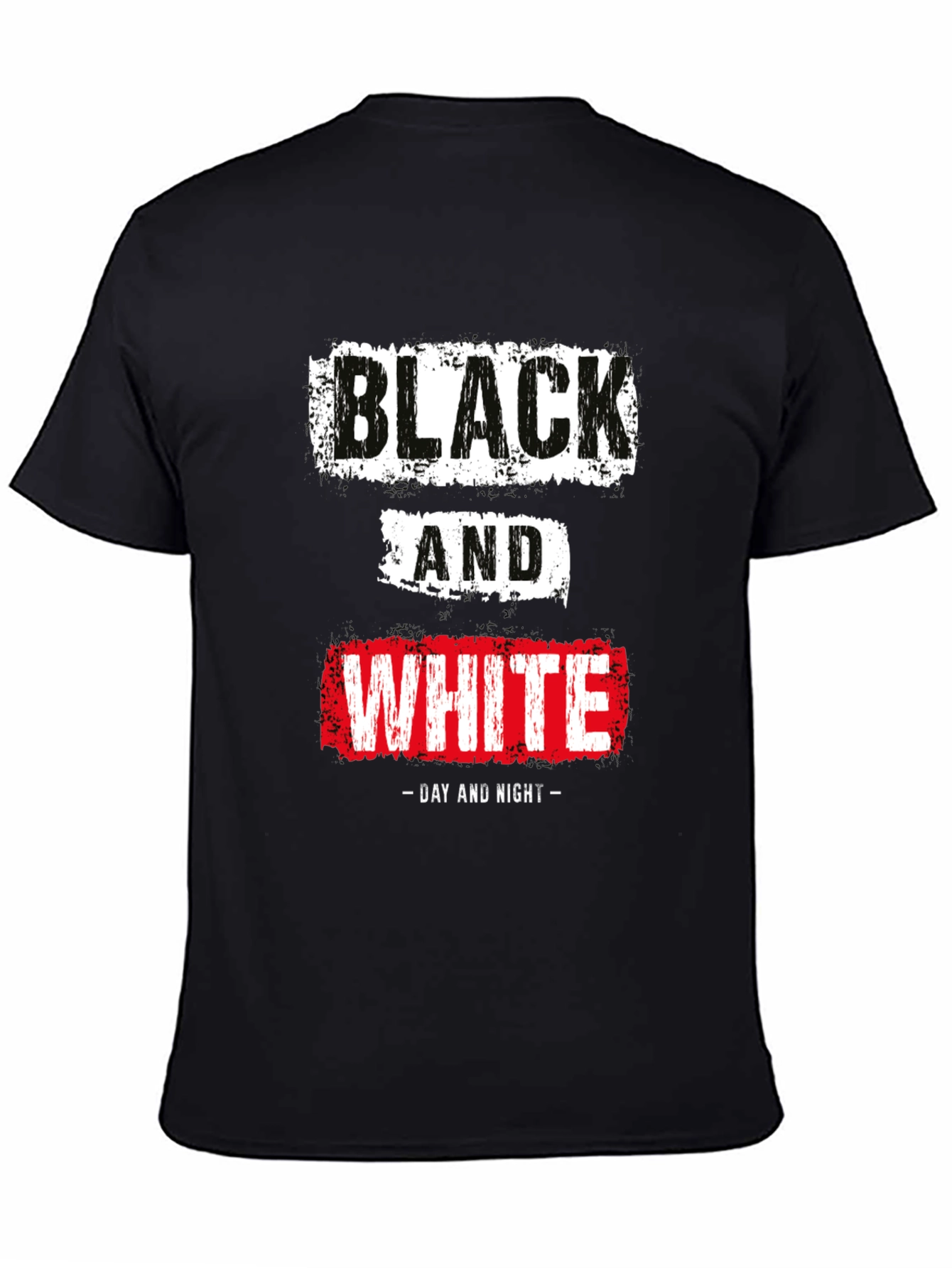 Black Black & White Day Night Graphic T-Shirt view 4