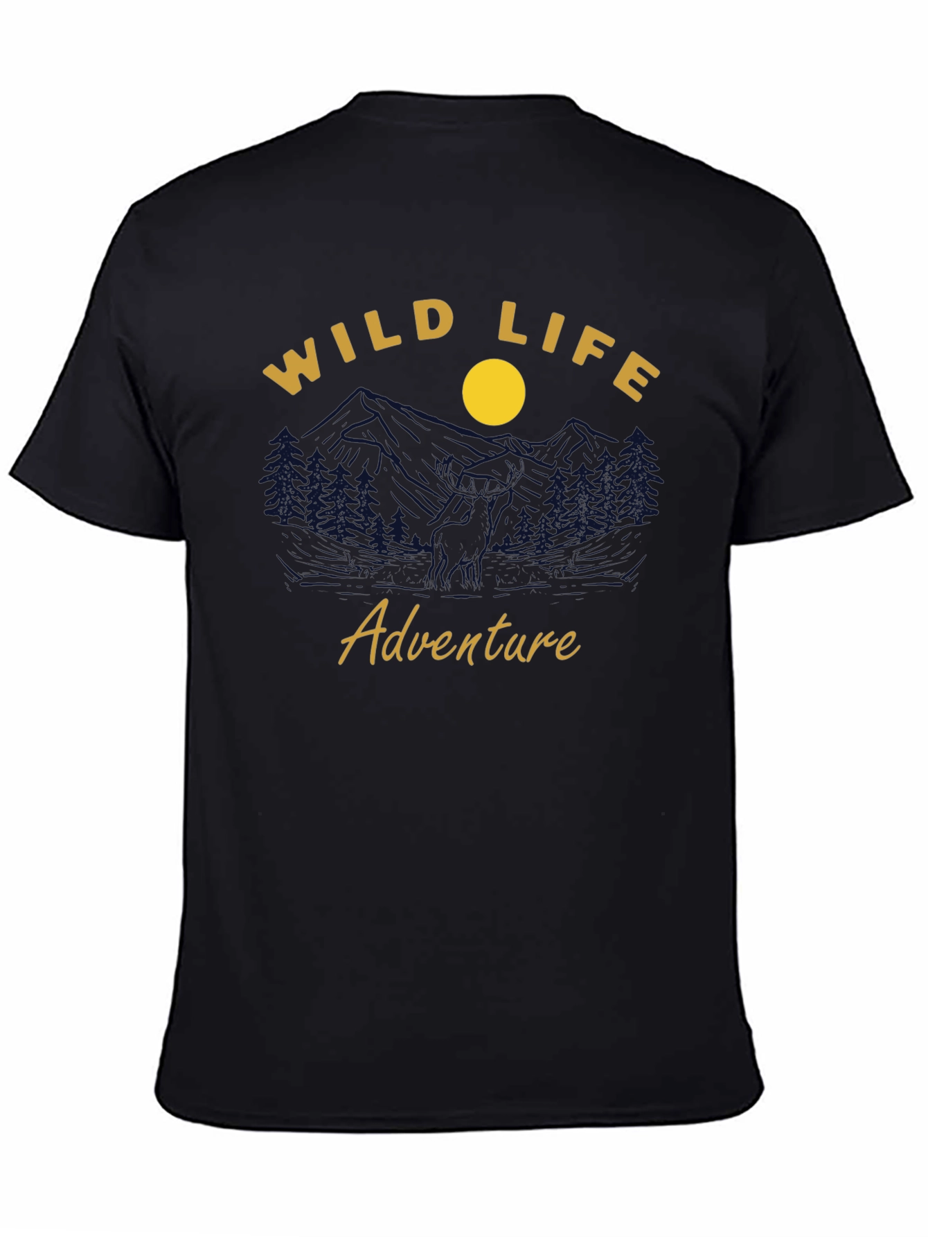 Black Wild Life Adventure Graphic T-Shirt - Men's Black Tee view 4