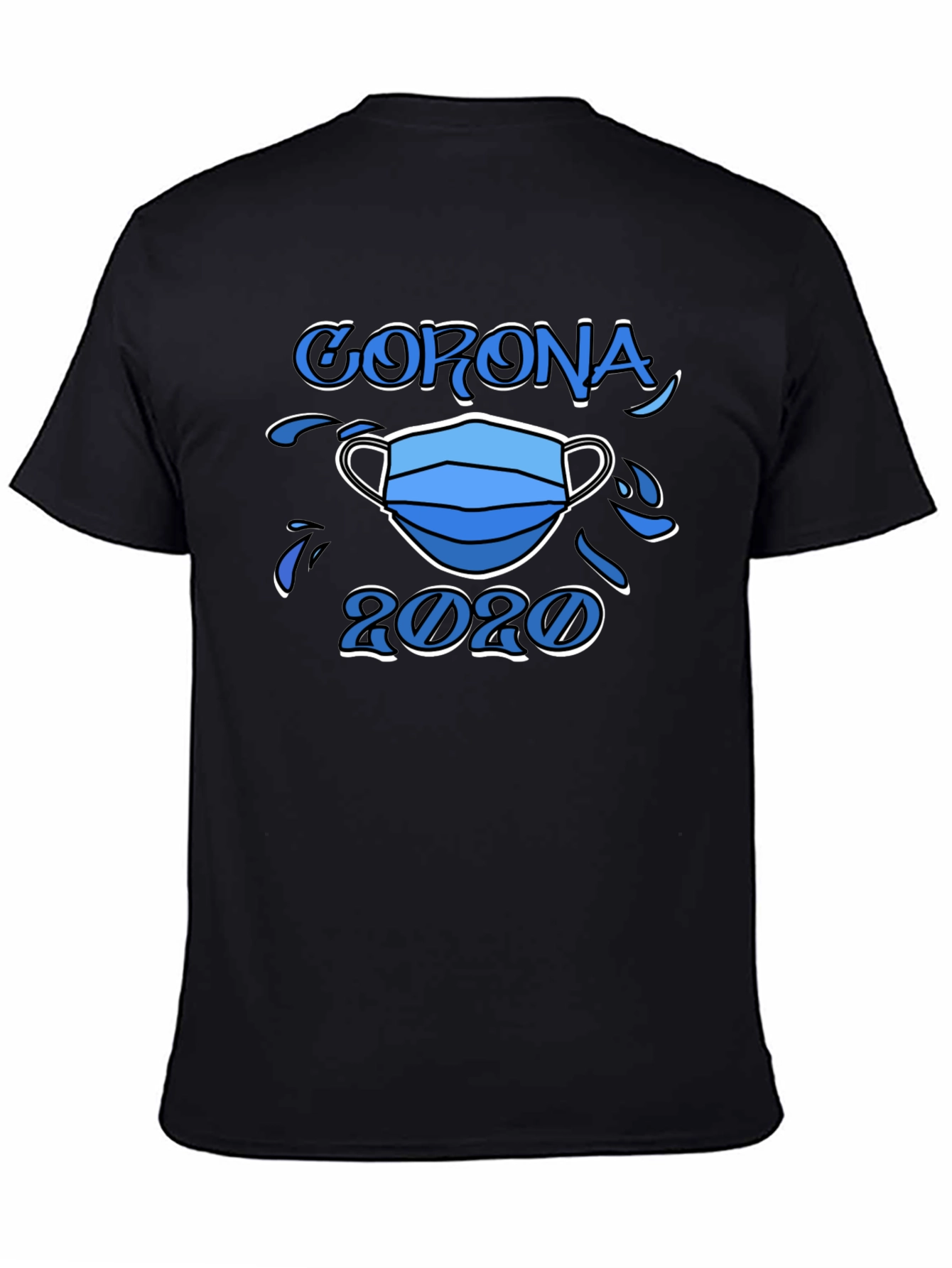 Black Corona 2020 Mask Graphic T-Shirt view 4