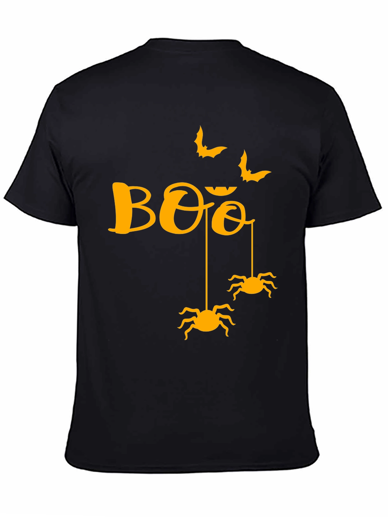 Black Halloween Boo Spiders & Bats Graphic Tee view 4