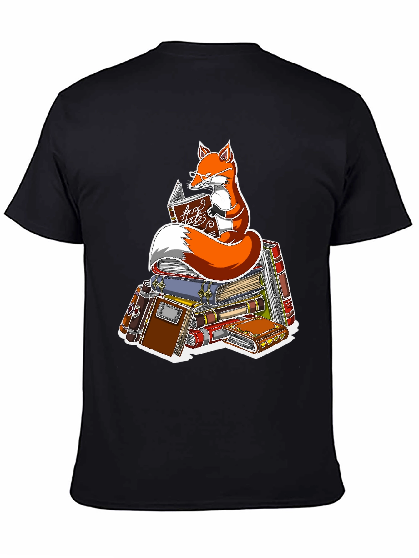 Black Fox Reading Book T-Shirt - Smart Animal Tee view 4