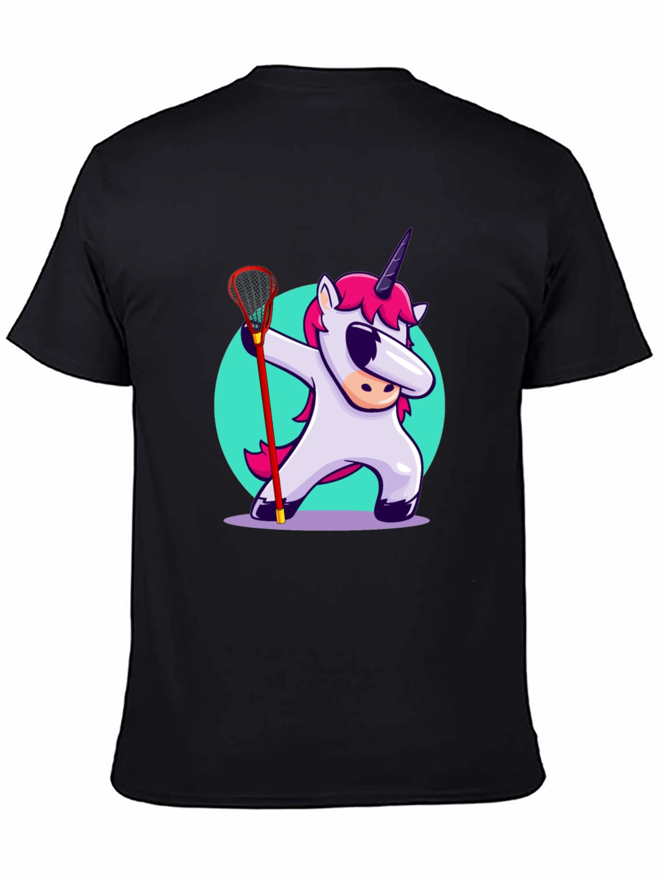 Black Unicorn Lacrosse Dabbing T-Shirt - Black view 4