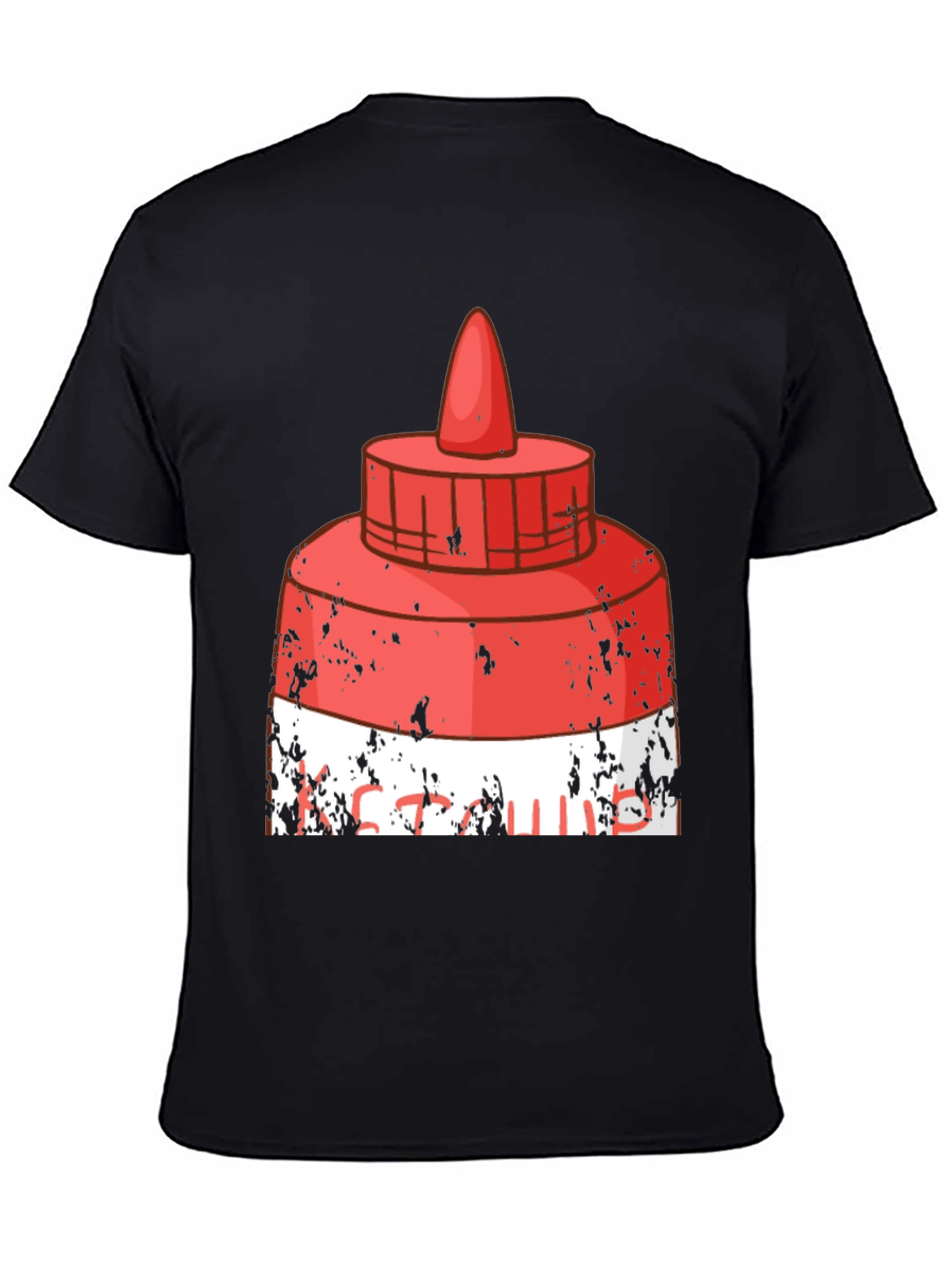 Black Funny Ketchup Graphic T-Shirt view 4