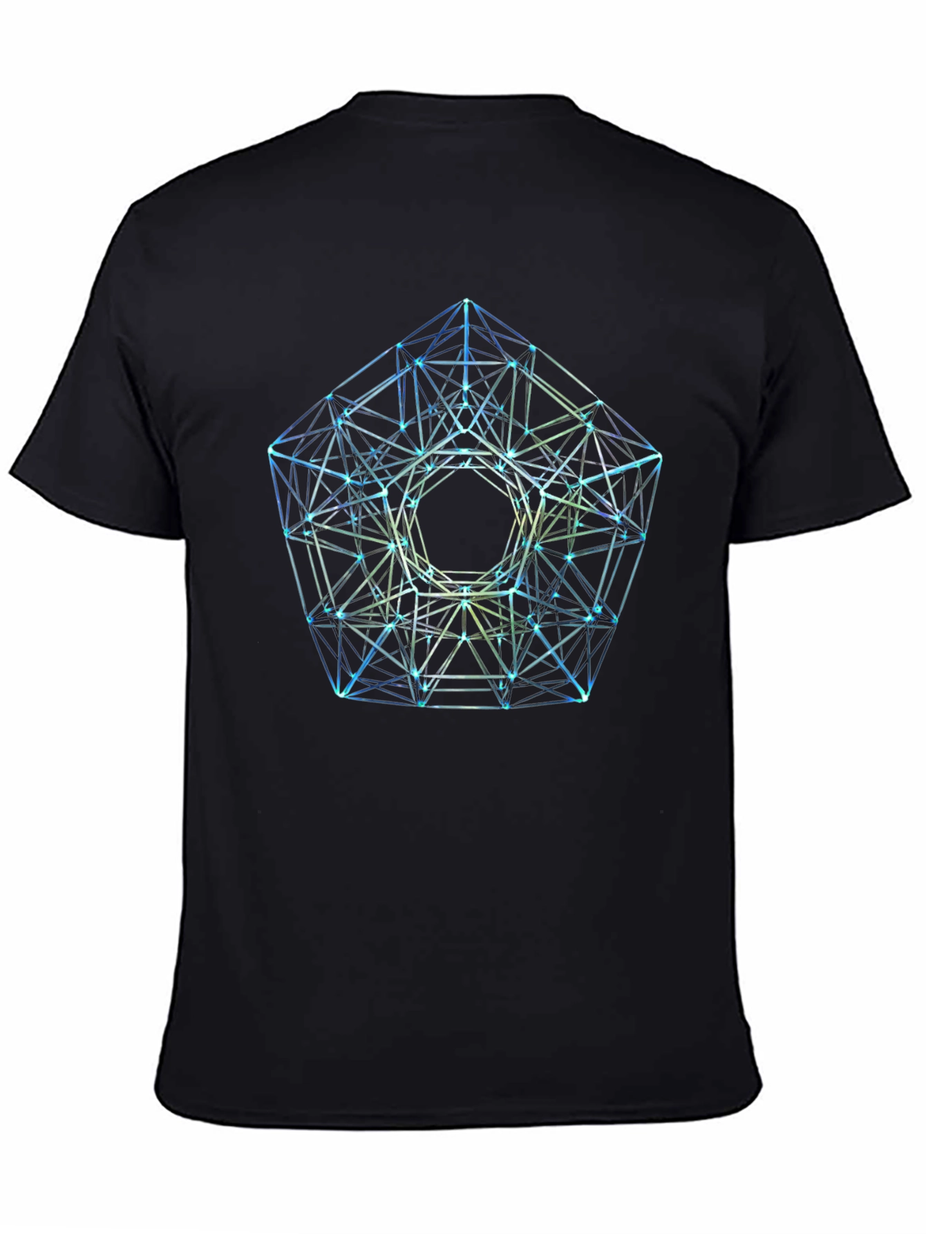 Black Geometric Pattern T-Shirt - Black view 4