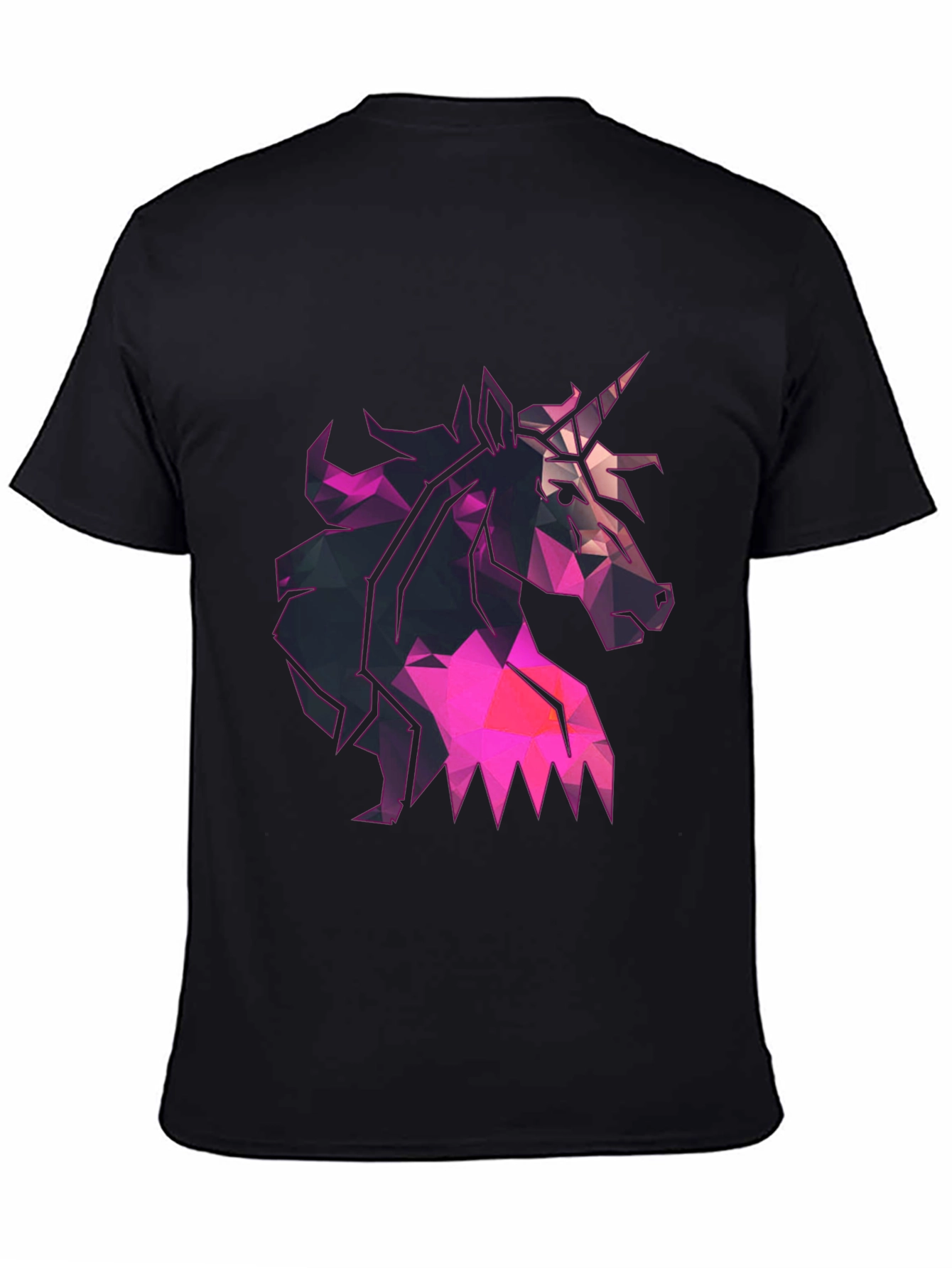Black Geometric Unicorn Graphic Tee - Black T-Shirt view 4