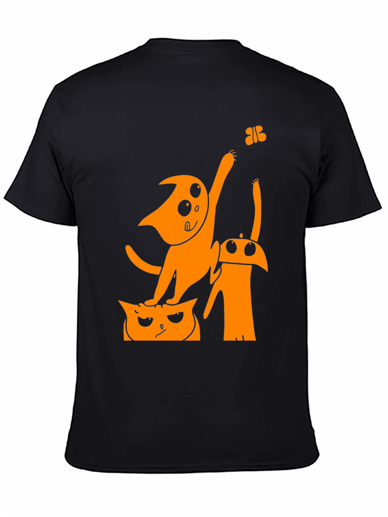 Black Funny Cartoon Cat Graphic T-Shirt view 4