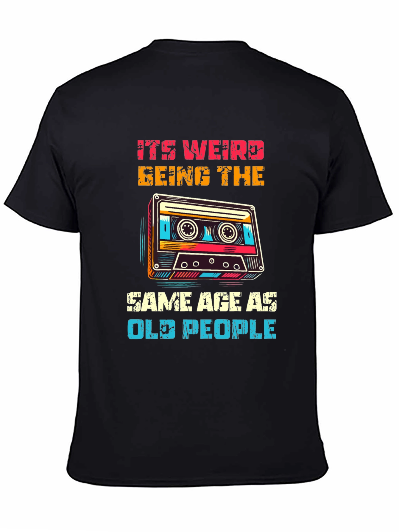 Black Retro Cassette Tape Graphic T-Shirt view 4