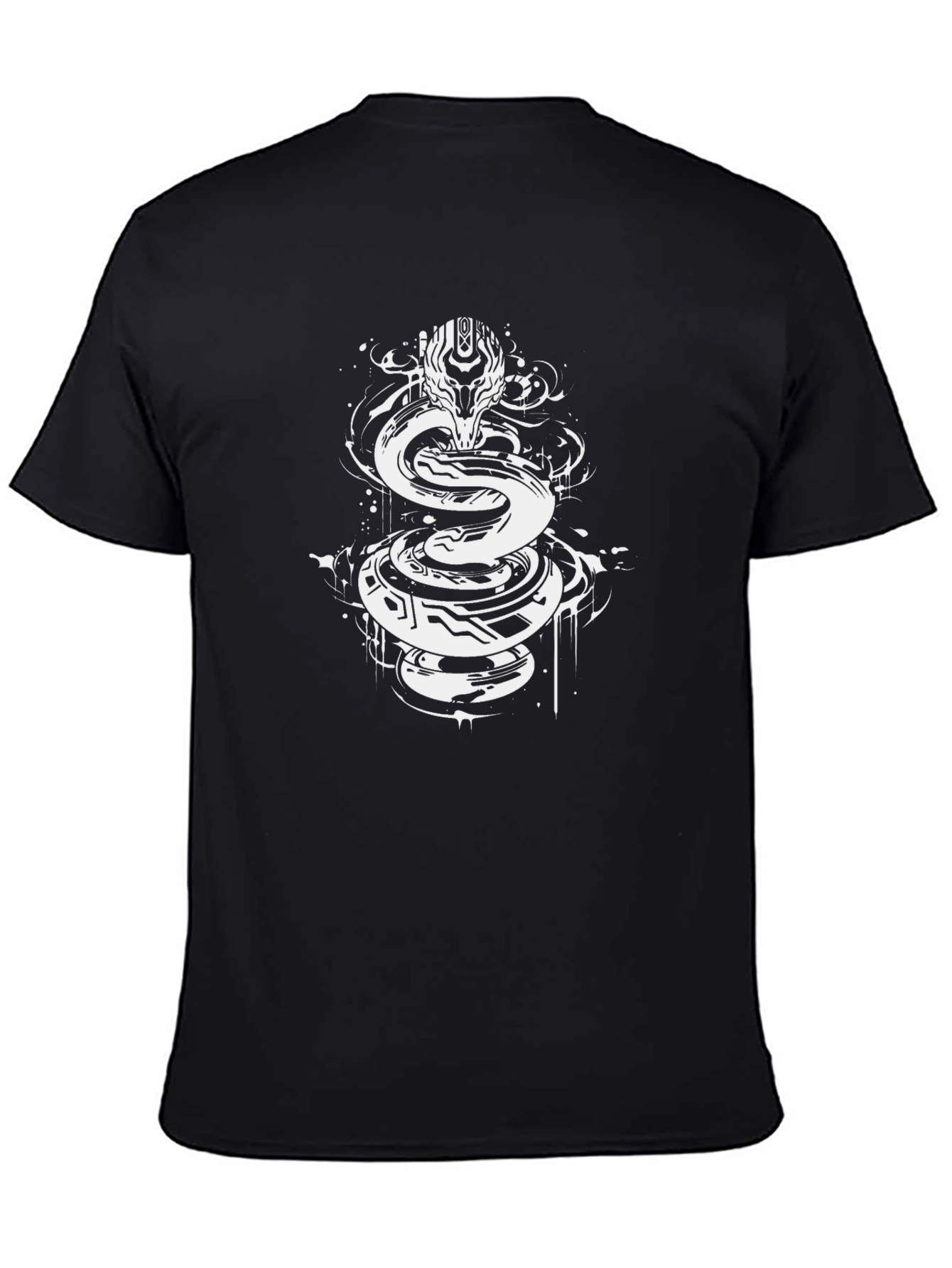 Black Abstract Serpent Graphic Tee view 4