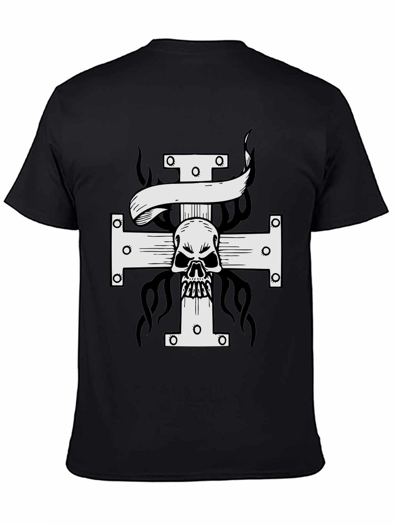 Black Skull Cross Graphic Tee - Black view 4