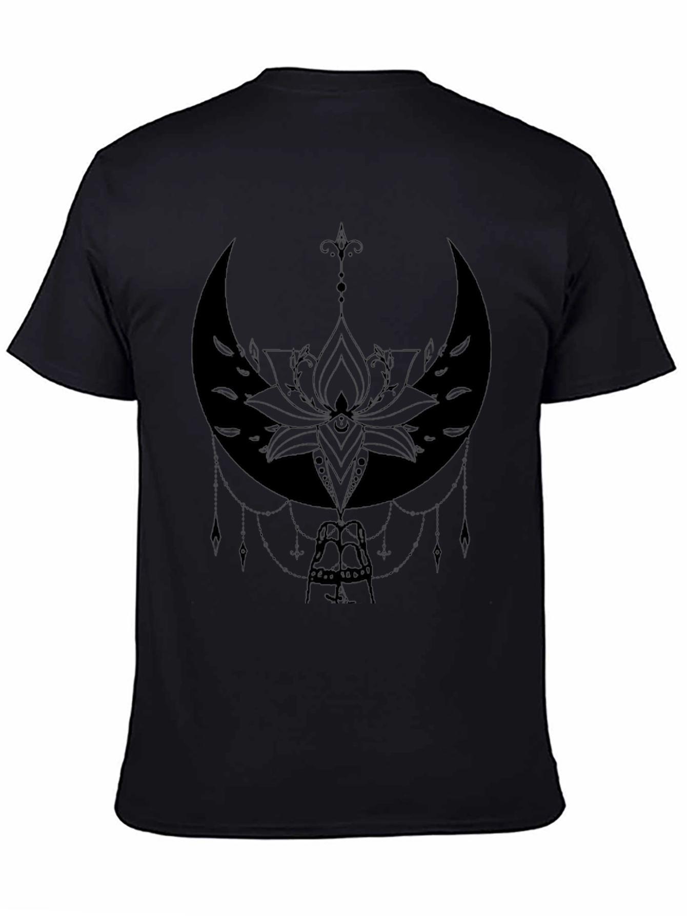 Black Mystic Moon Lotus Graphic Tee - Black view 4