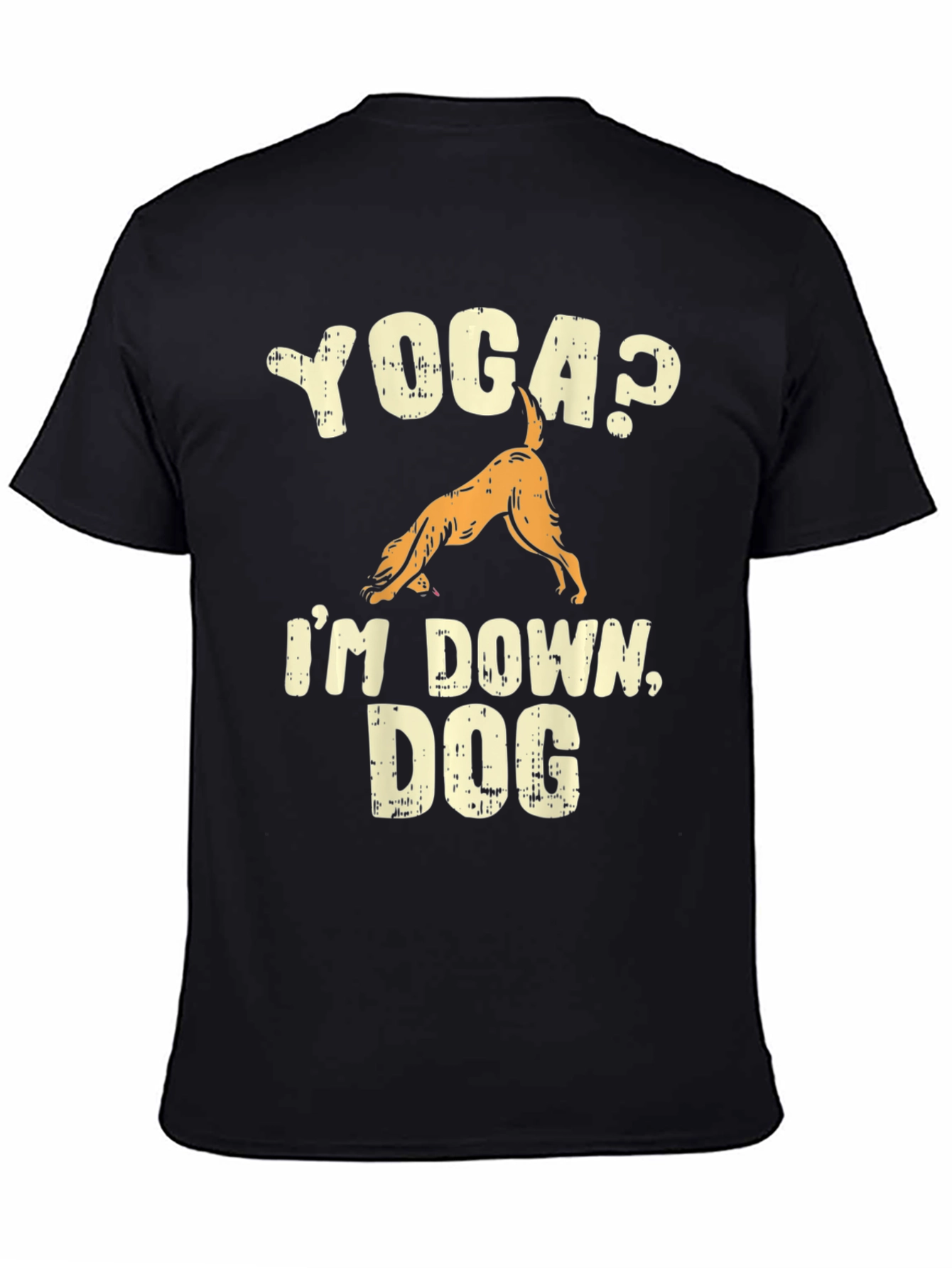 Black Yoga Dog T-Shirt - Downward Dog Pose Funny Tee view 4