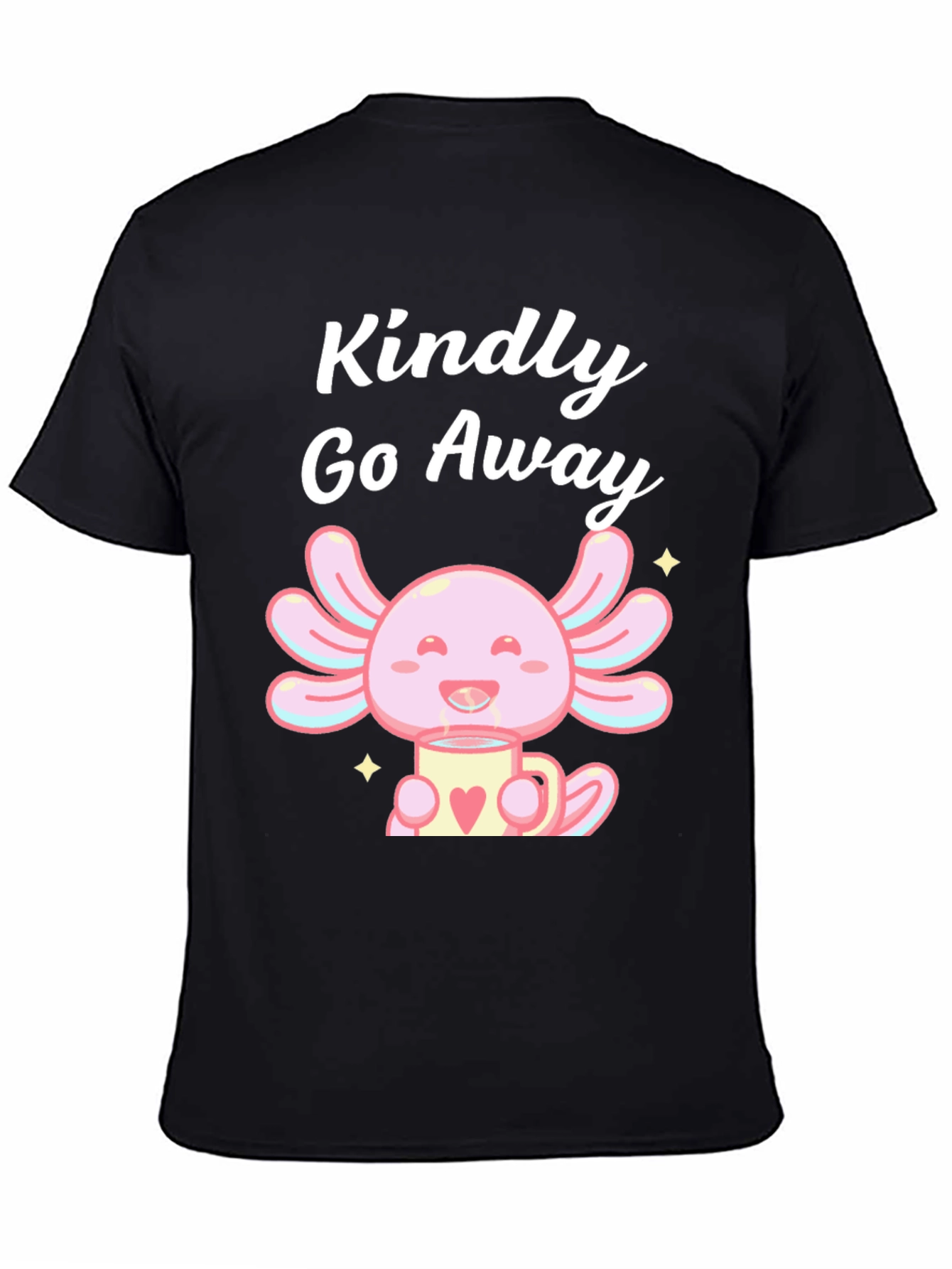 Black Kindly Go Away Axolotl T-Shirt view 4