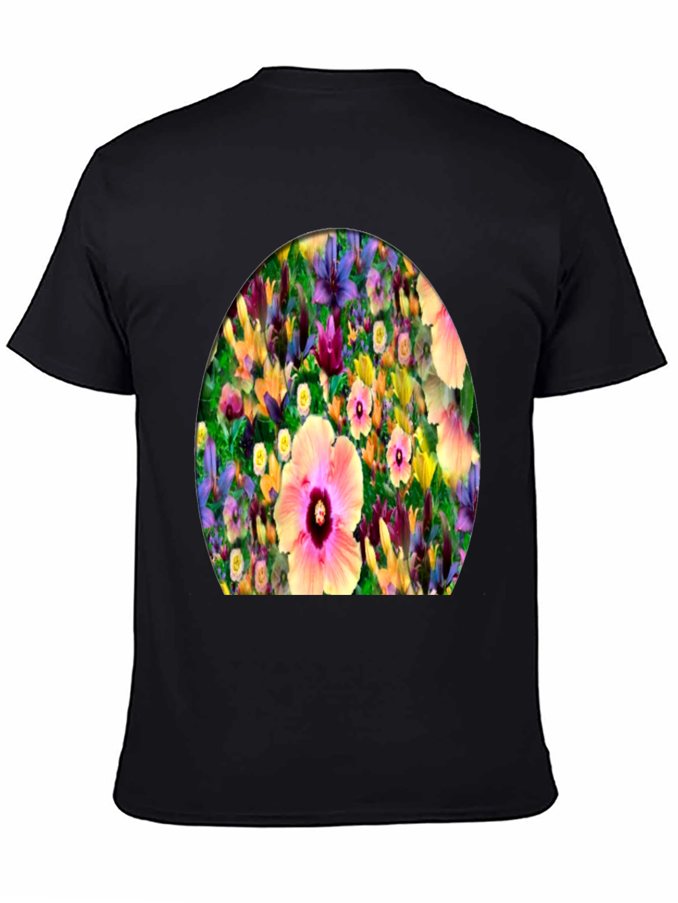 Black Floral Print Crew Neck T-Shirt view 4