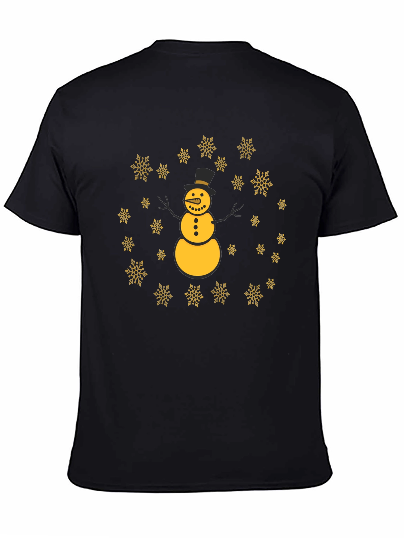 Black Snowman Snowflake Black Tee Shirt view 4