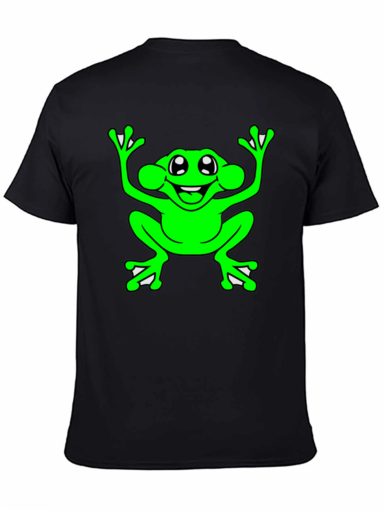 Black Funny Frog Graphic T-Shirt - Black Cotton Tee view 4