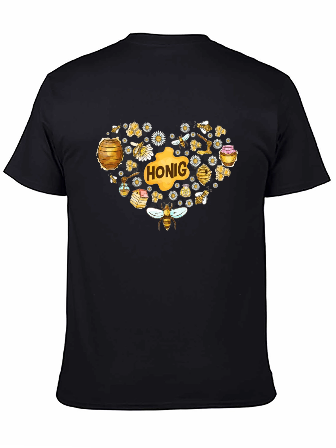 Black Honey Heart Graphic Tee - Black T-Shirt view 4