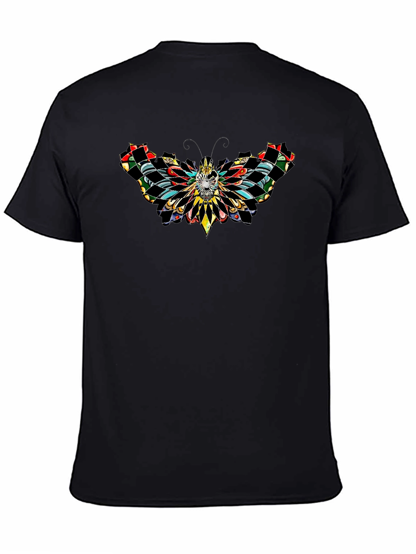 Black Skull Butterfly Graphic Tee - Men's Black T-Shirt view 4