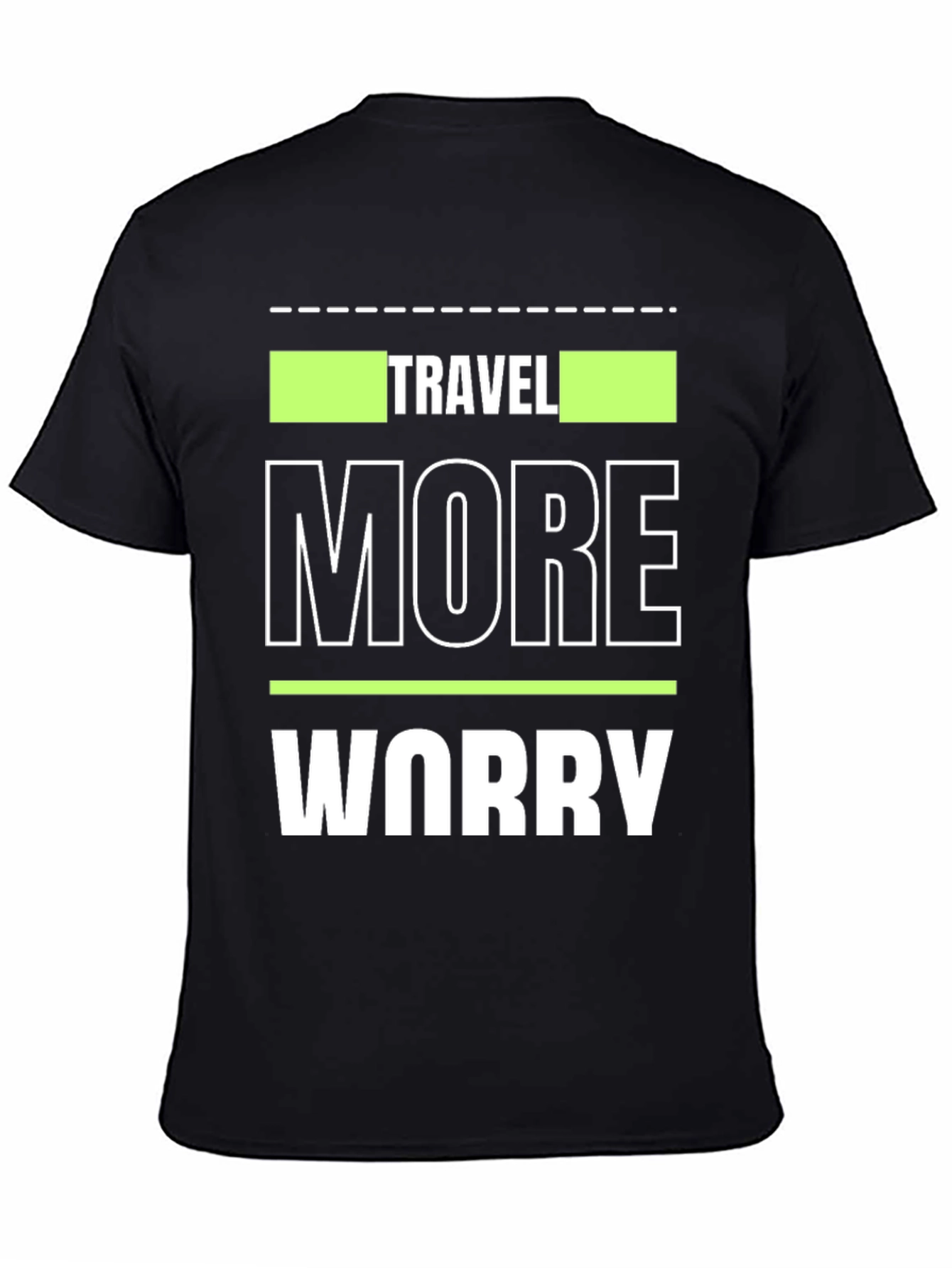 Black Travel More Worry Less Graphic Tee - Black Cotton T-Shirt view 4