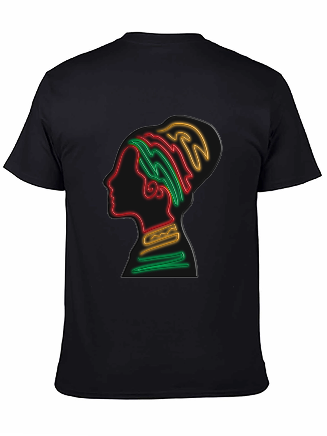 Black Vibrant Neon Silhouette Graphic Tee - Unisex Black T-Shirt view 4