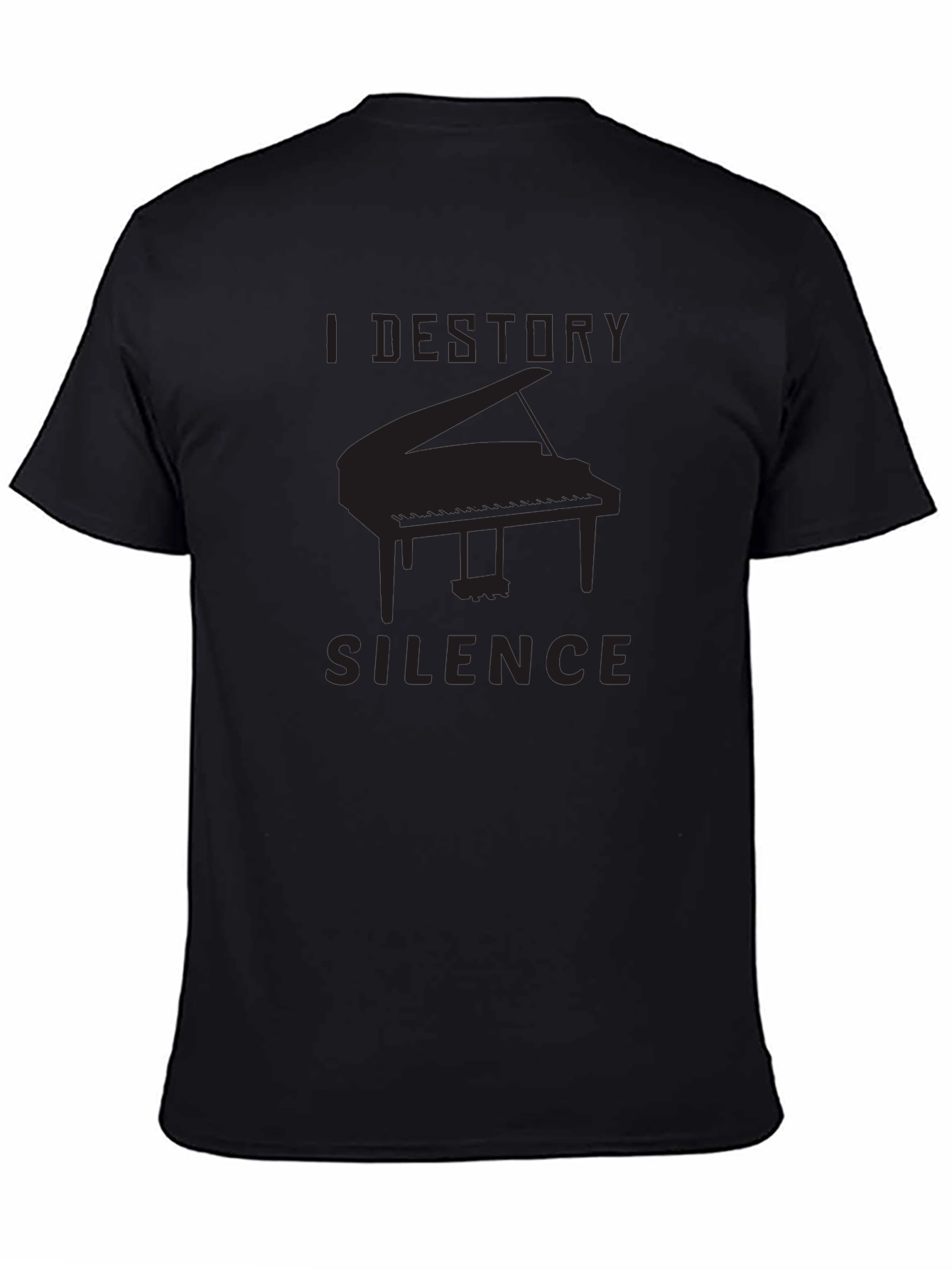 Black I Destroy Silence Piano T-Shirt view 4