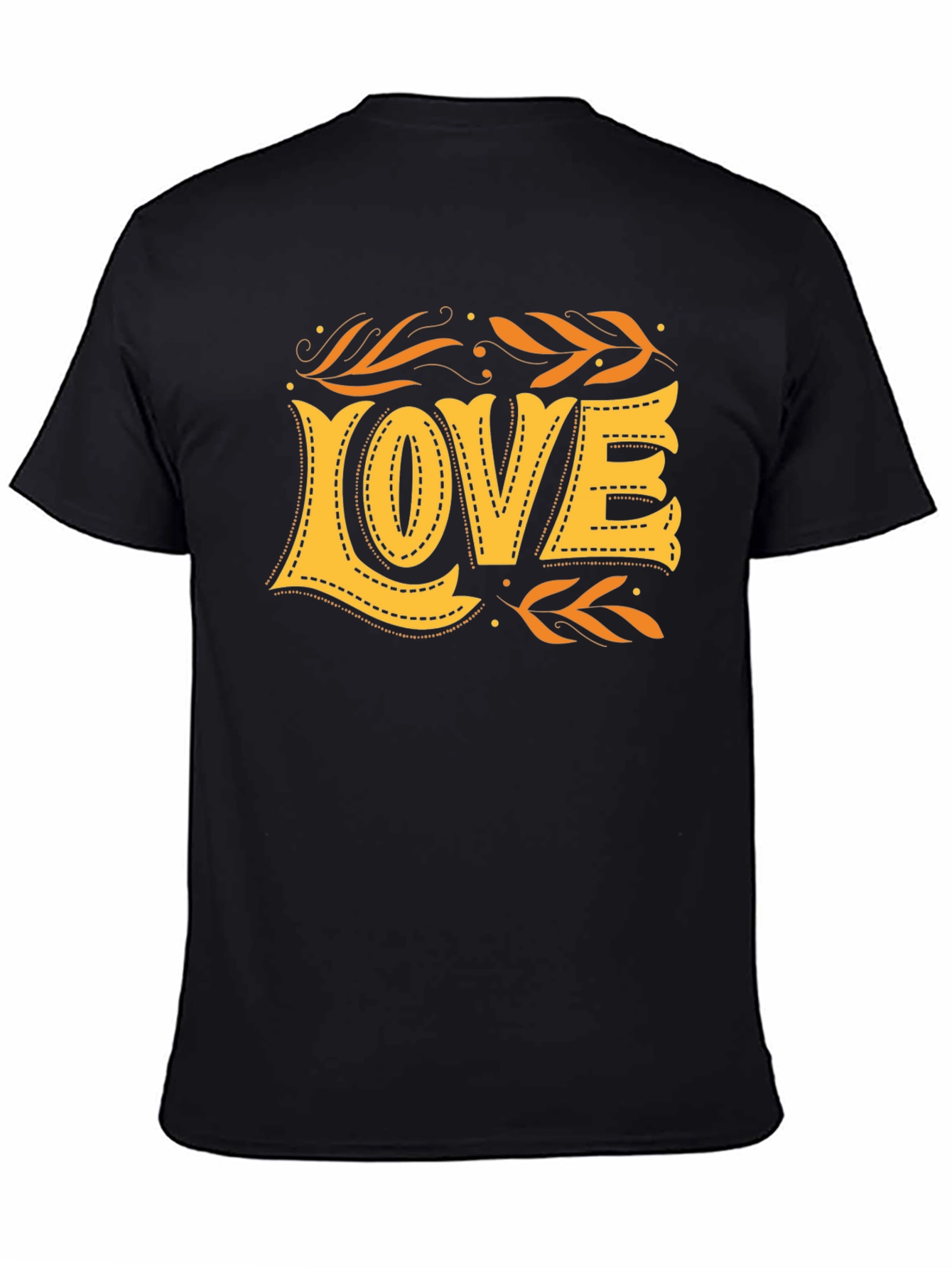 Black Stylish 'LOVE' Graphic Print Black T-Shirt view 4