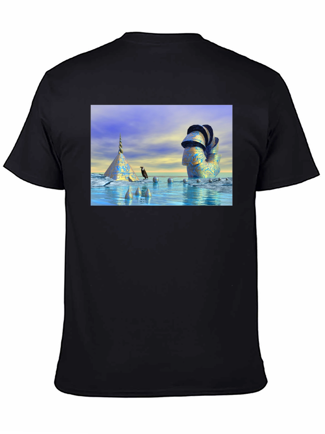 Black Surreal Scene T-Shirt view 4