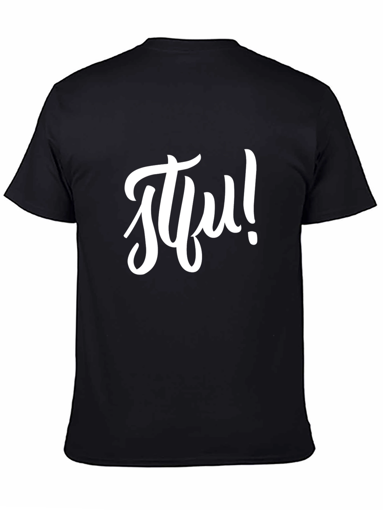 Black STFU Graphic Tee - Black Crew Neck T-Shirt view 4
