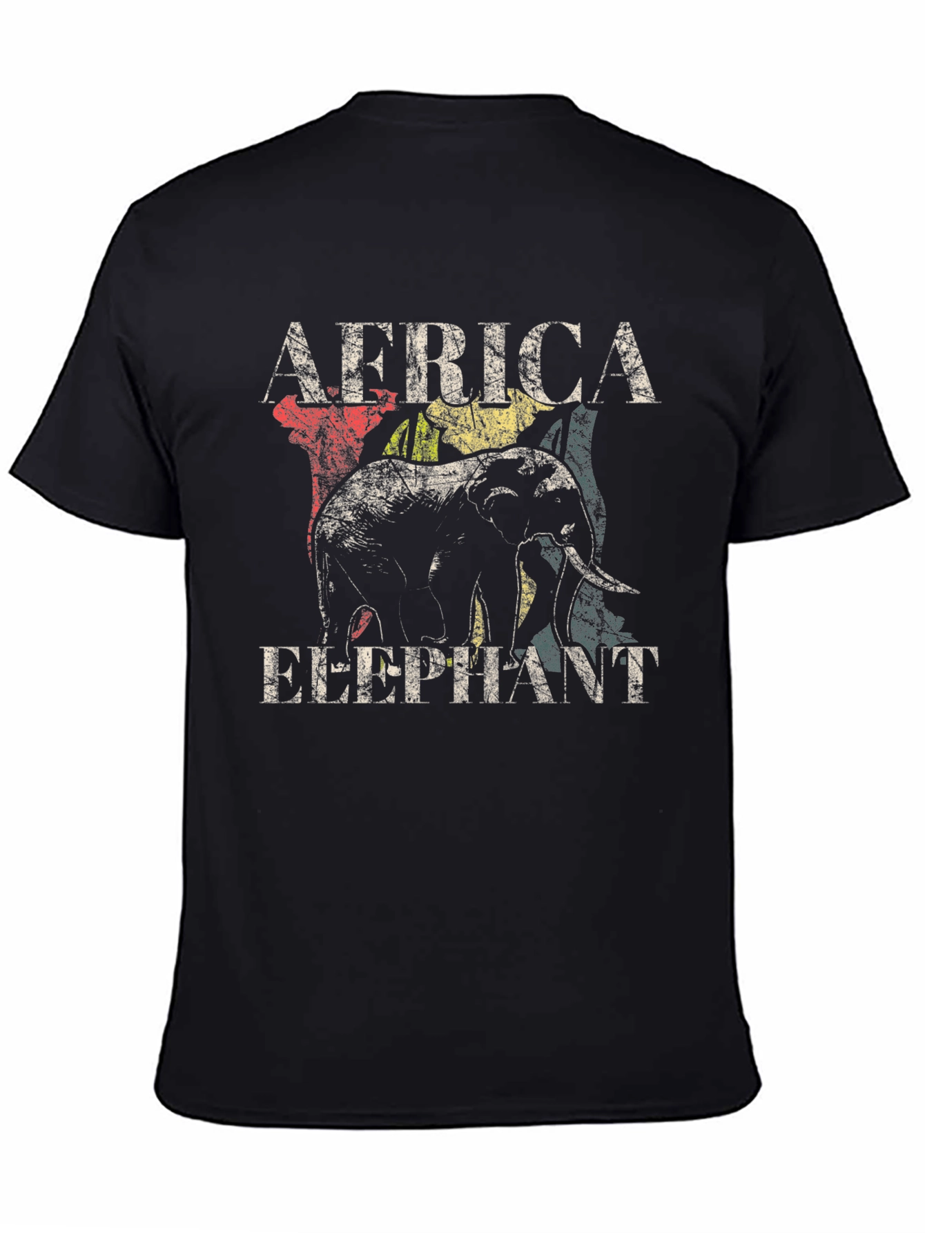 Black Africa Elephant Graphic T-Shirt - Distressed Print view 4