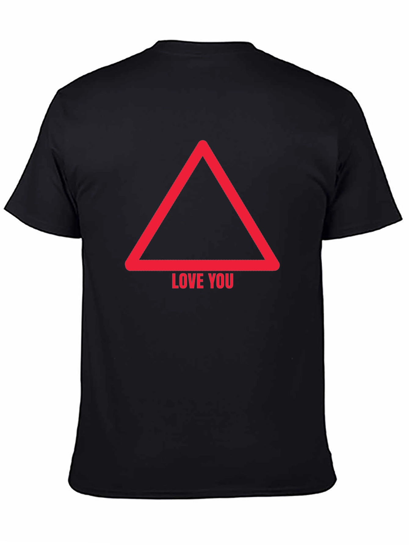 Black Love You Triangle Graphic Tee - Mens Casual Black T-Shirt view 4