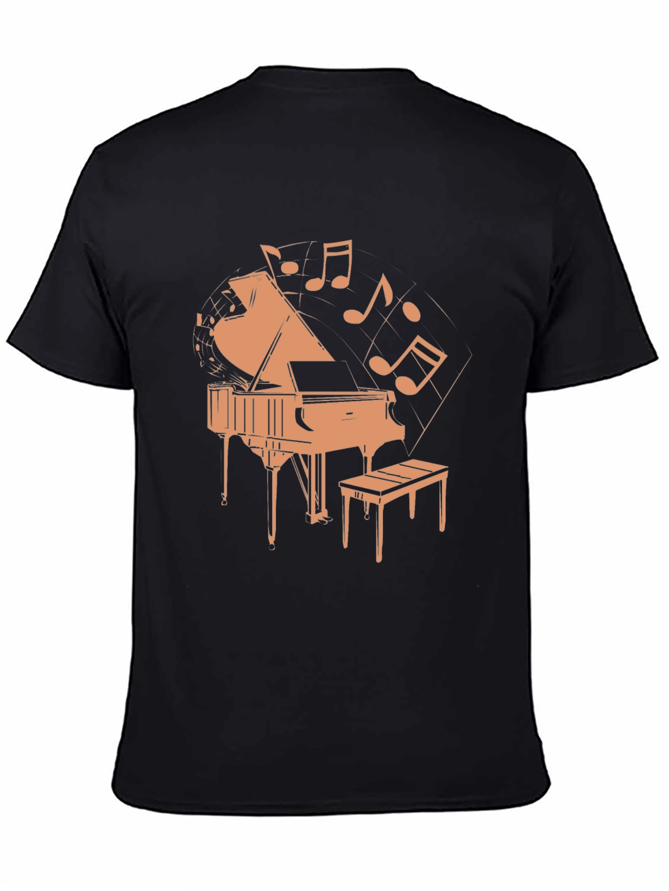 Black Piano and Music Notes Graphic T-Shirt view 4