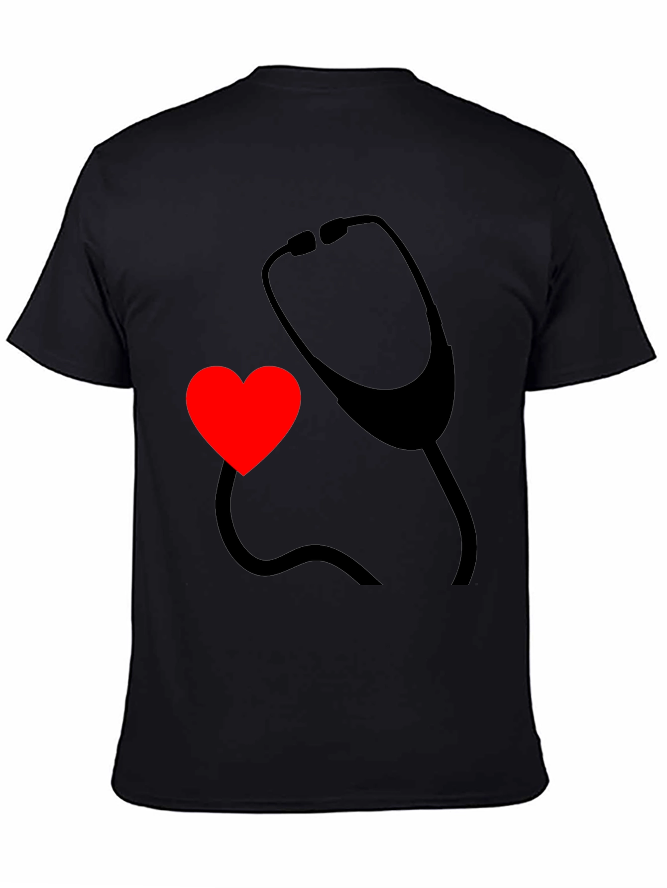 Black Heart & Stethoscope Black Graphic Tee - Doctor Love view 4