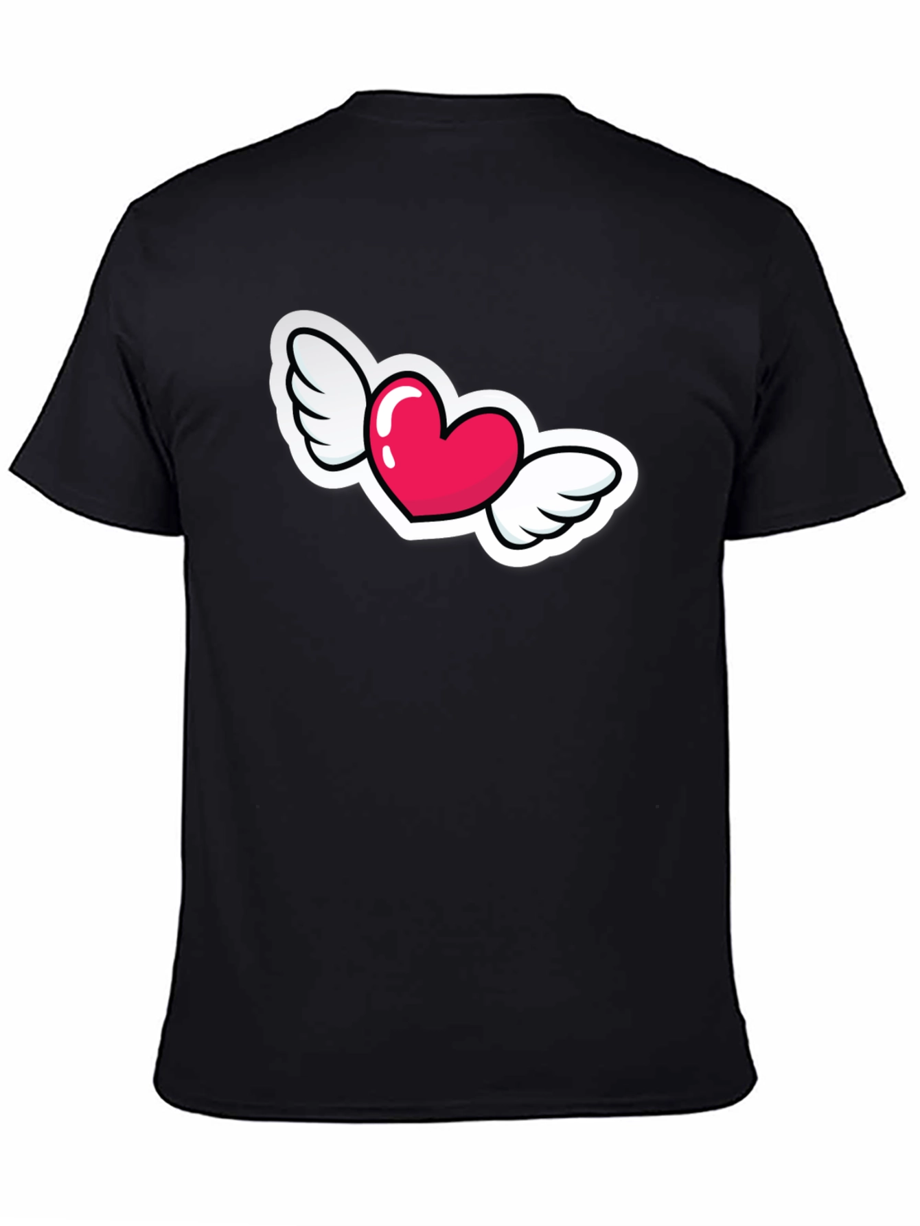 Black Heart with Wings Graphic Black T-Shirt view 4