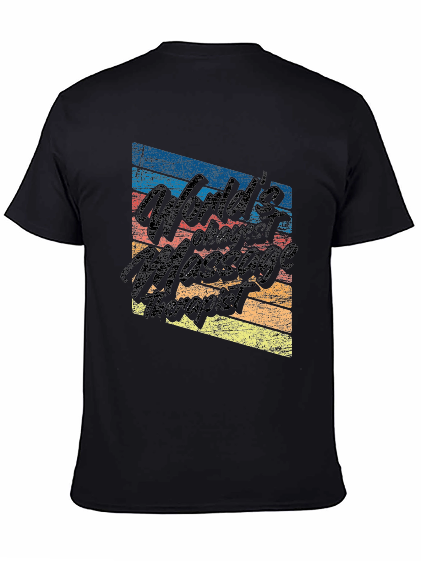 Black Retro Massage Therapist T-Shirt view 4