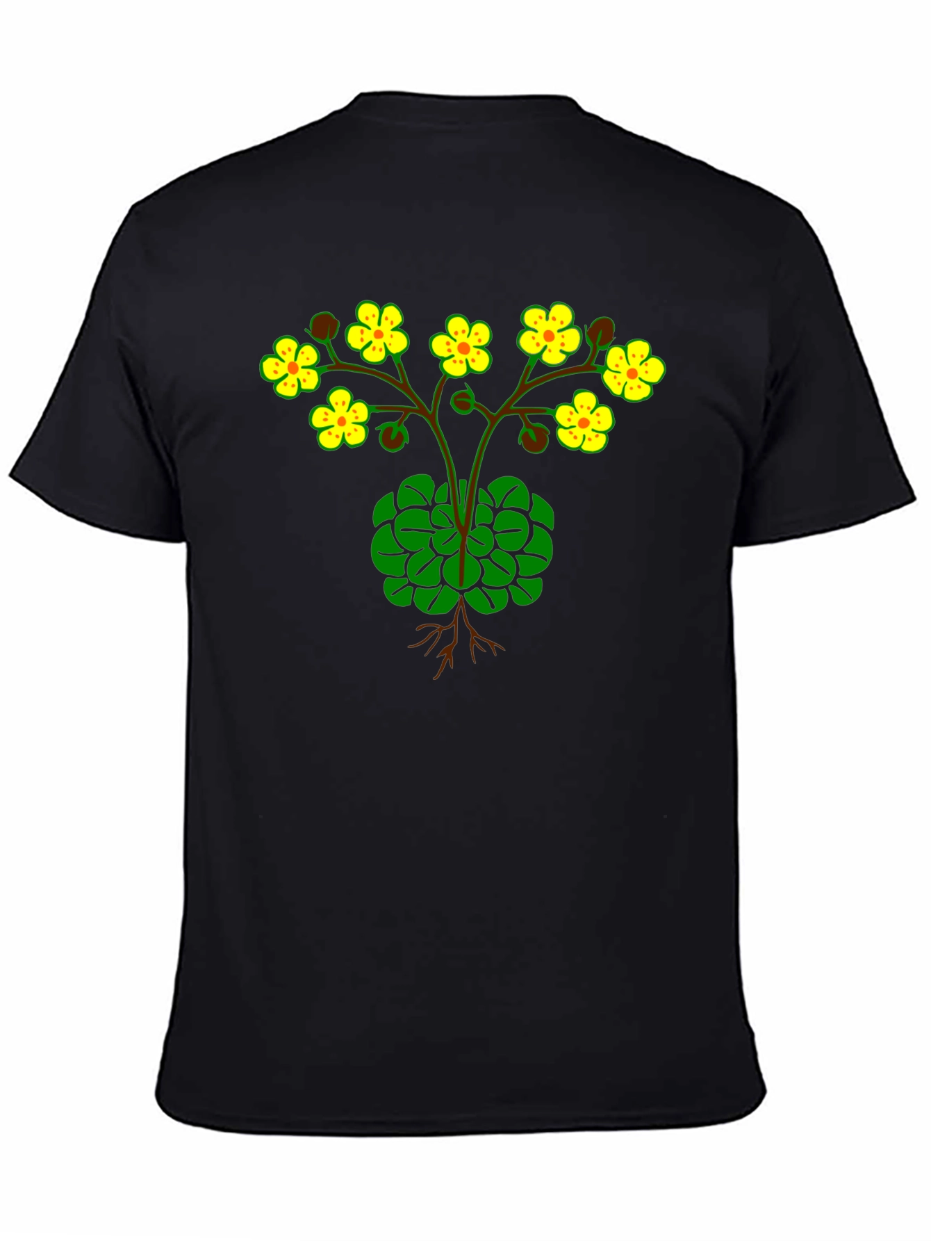 Black Botanical Graphic T-Shirt - Black Cotton Tee view 4