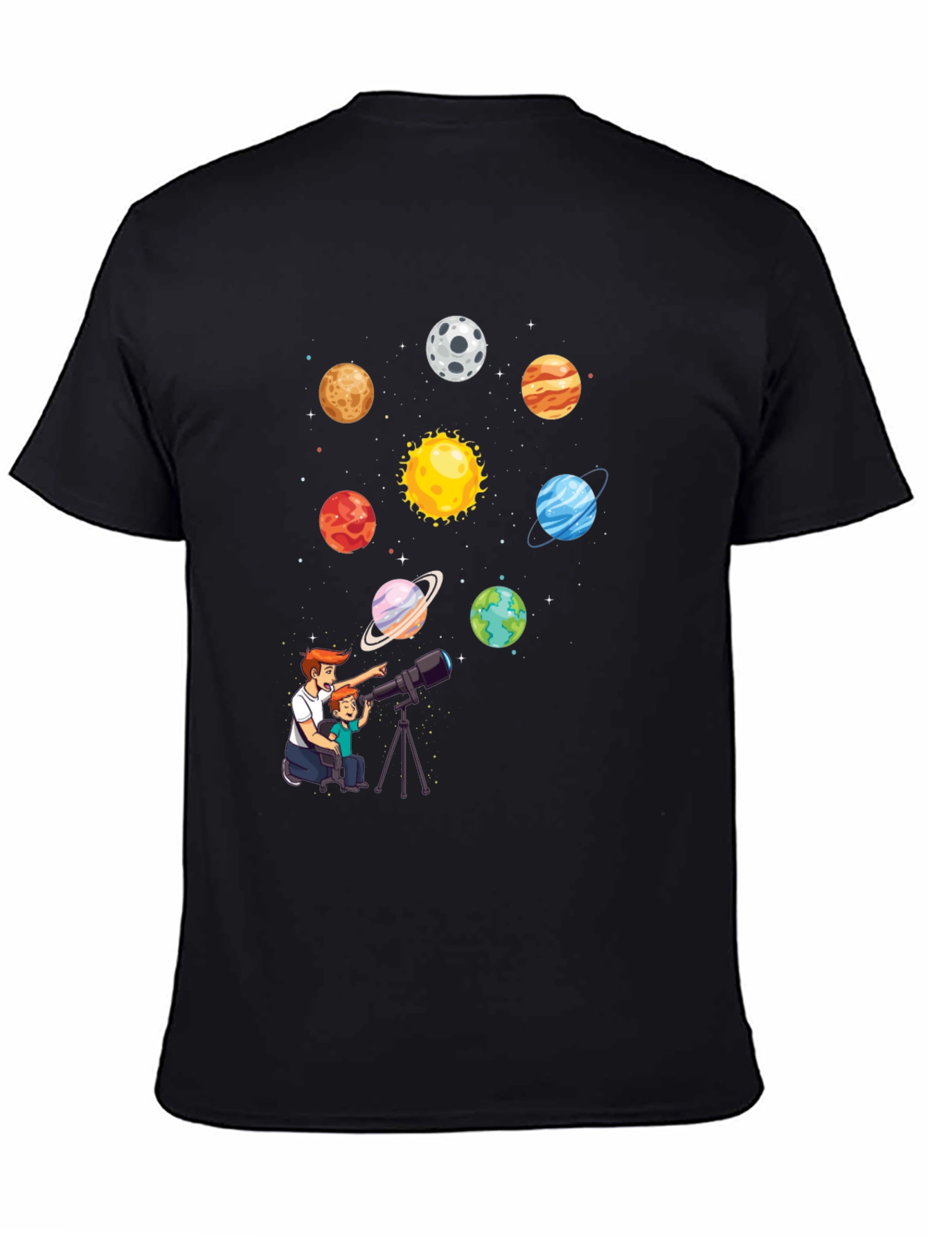 Black Dad & Son Planets Graphic Tee view 4