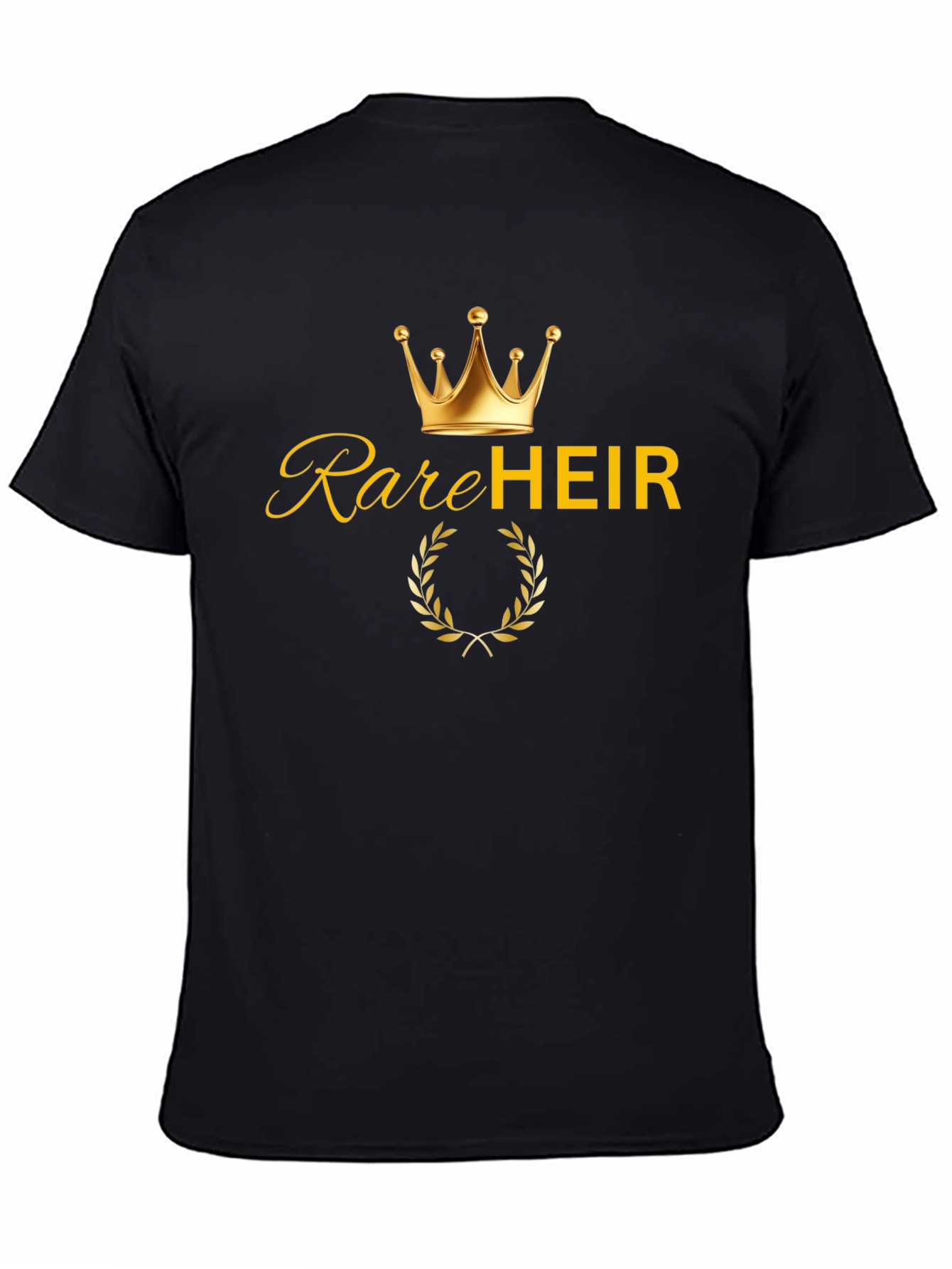 Black Rare Heir T-Shirt - Golden Crown Graphic Tee view 4