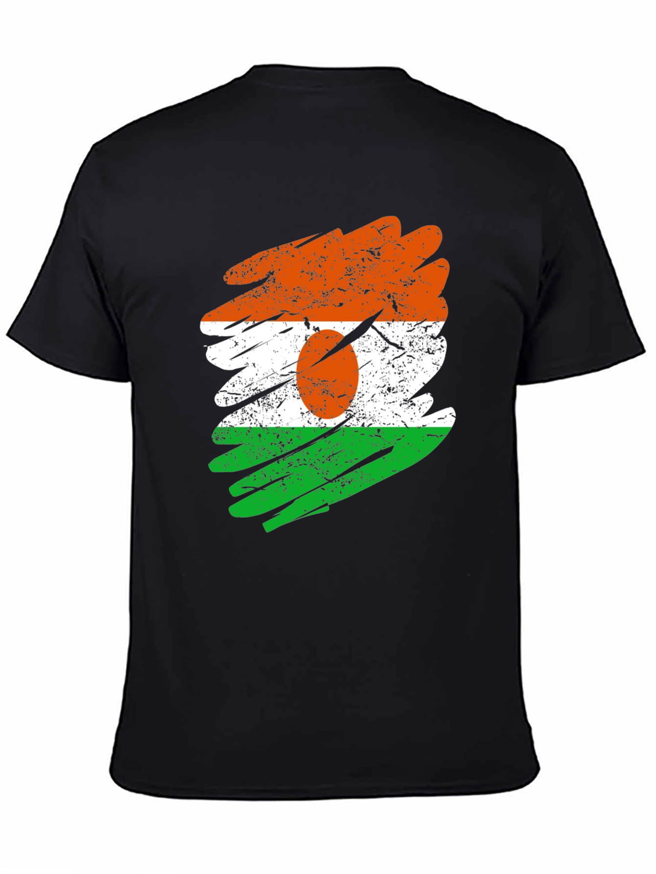 Black Niger Flag Brush Stroke Black T-Shirt view 4