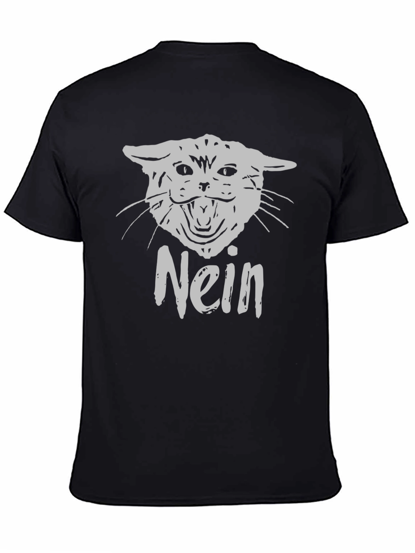 Black Nein Cat Graphic T-Shirt - Black Cotton Tee view 4