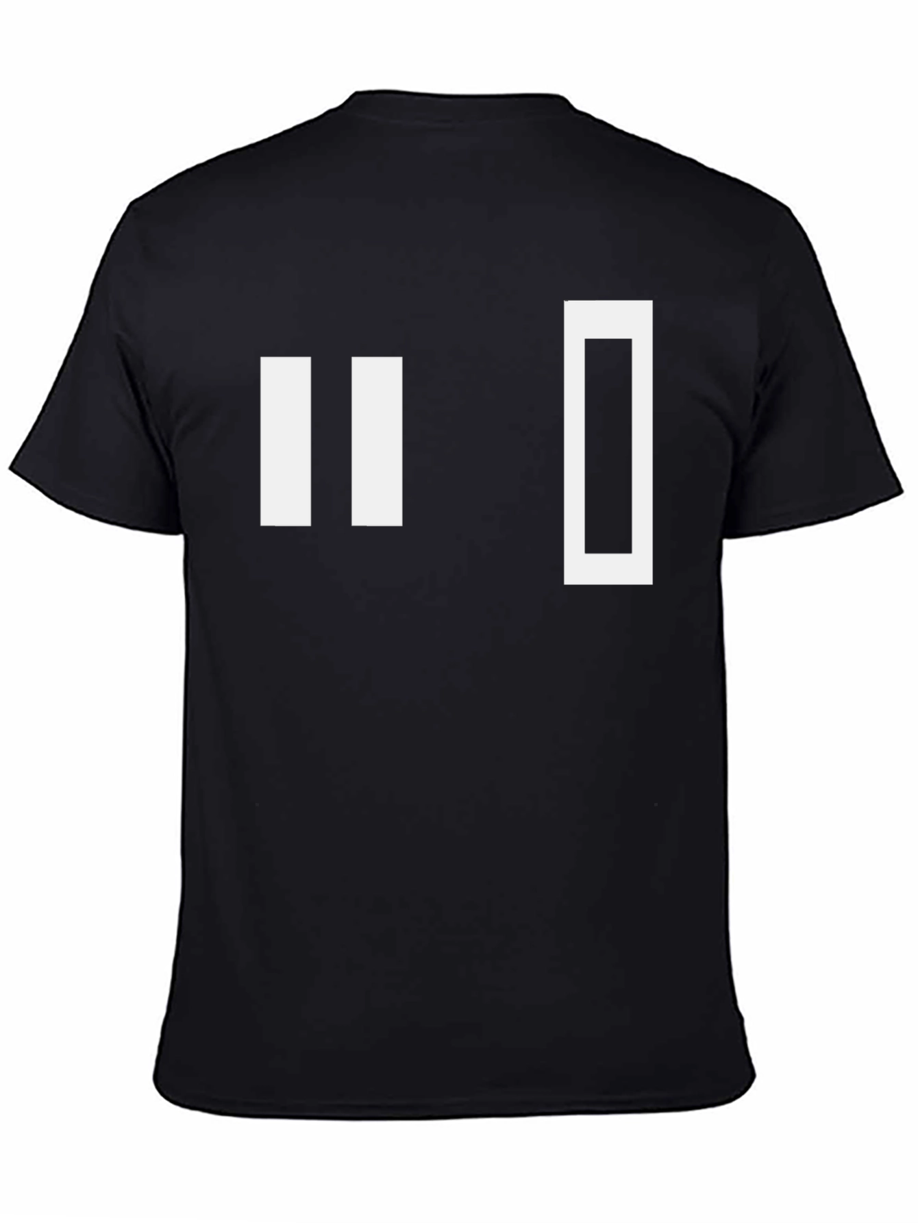 Black Minimalist Pause Symbol T-Shirt - Black Cotton Tee view 4