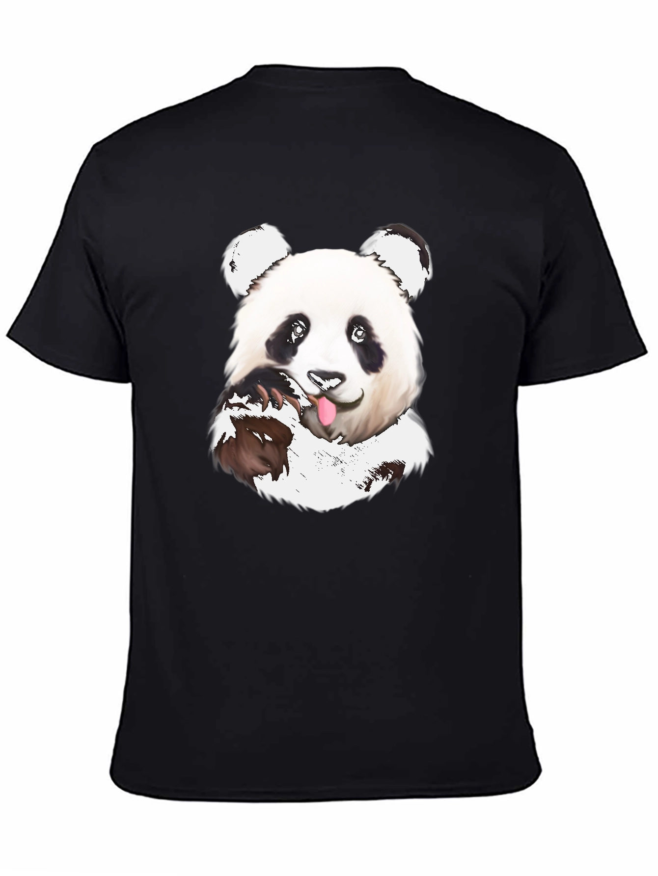 Black Cute Panda T-Shirt - Black Cotton Tee view 4