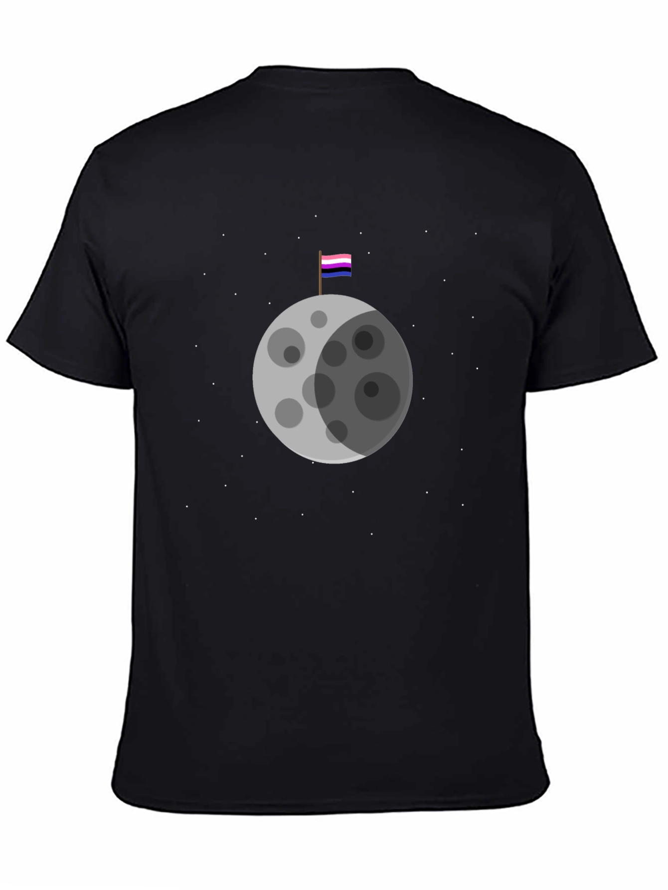 Black Omnisexual Pride Moon T-Shirt view 4