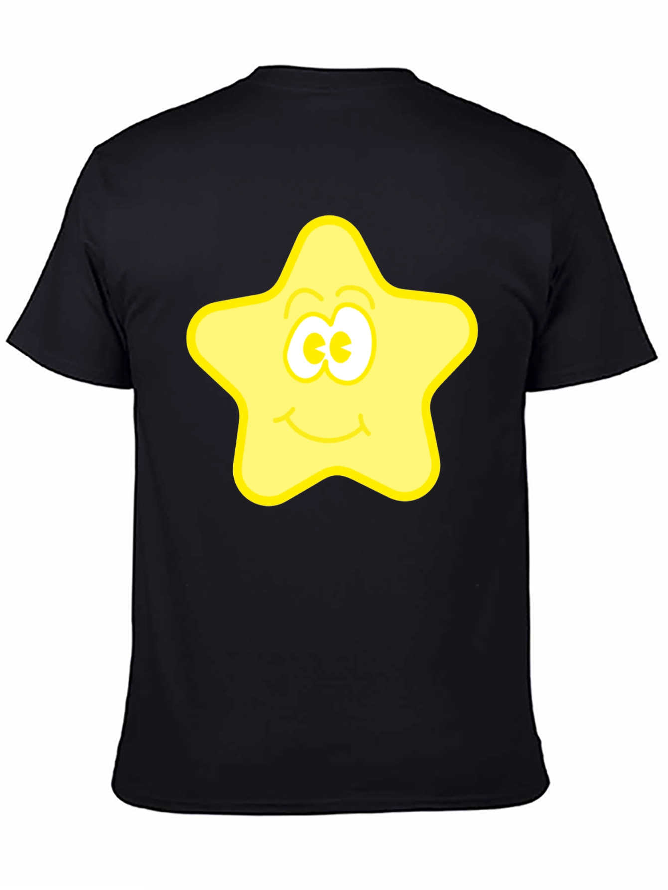 Black Happy Star Graphic Black T-Shirt view 4